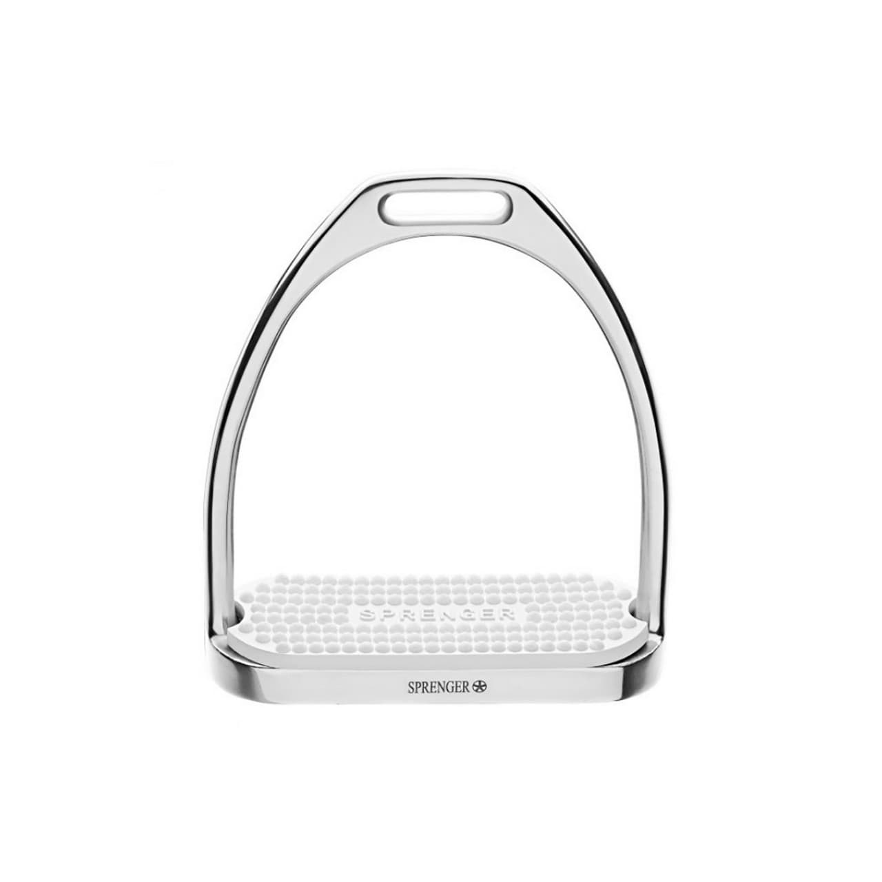 Fillis Stirrups - stainless steel, size 120mm with white rubber pad, vista 1
