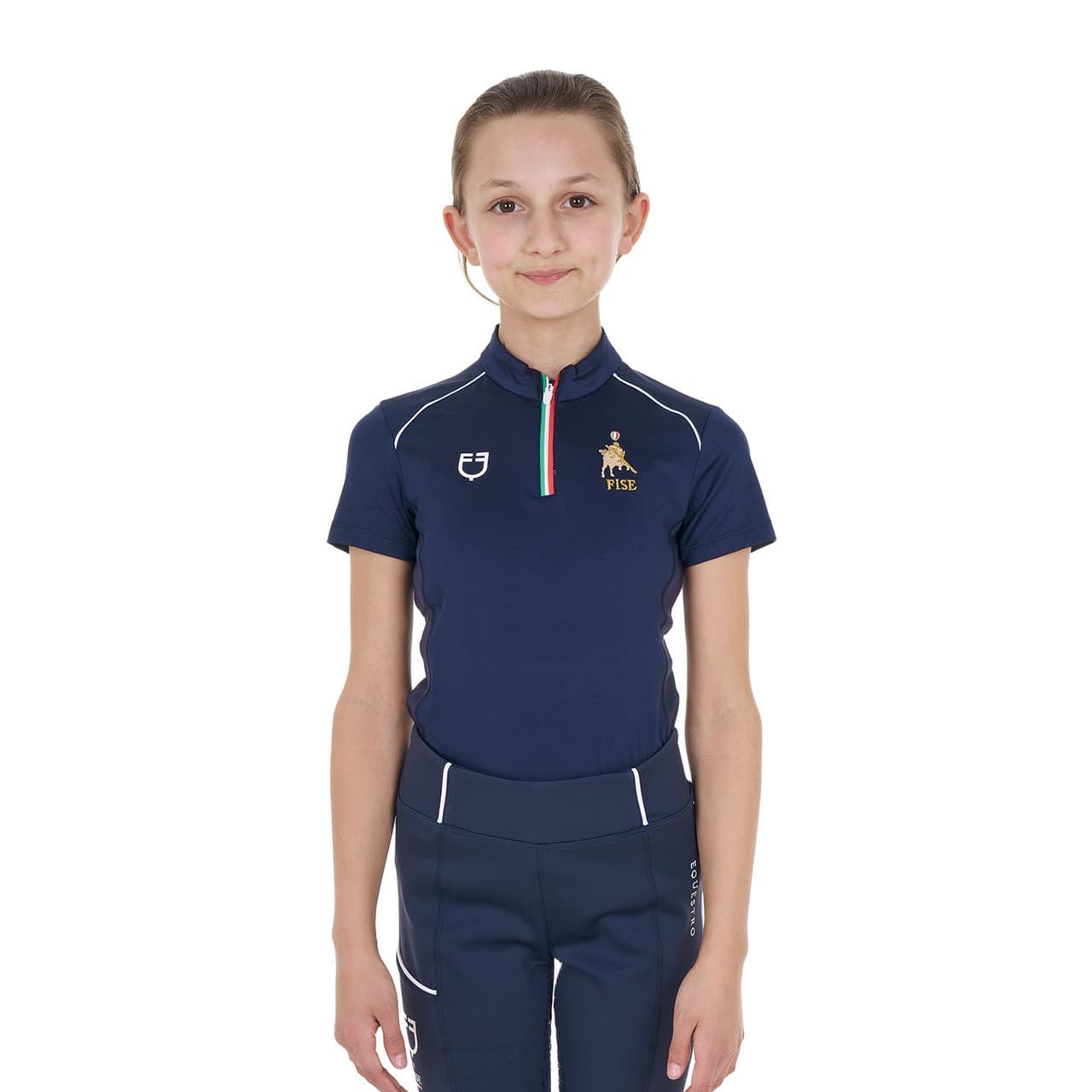 Polo unisex bambini da allenamento Equestro X FISE, vista 1