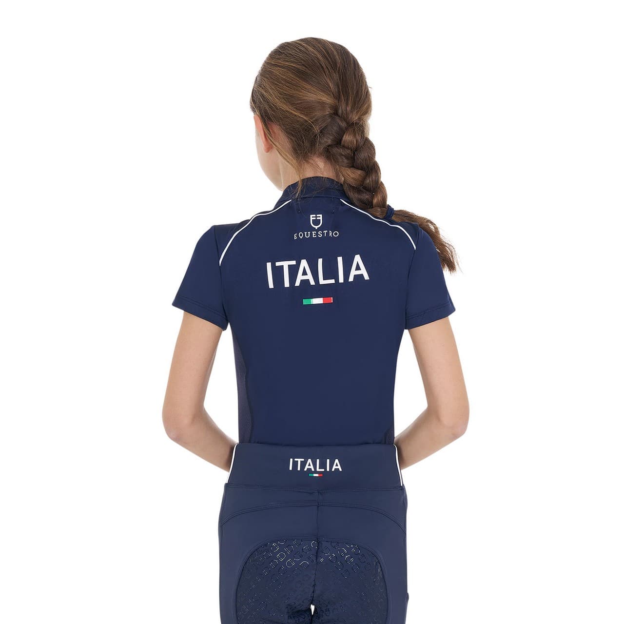 Polo unisex bambini da allenamento Equestro X FISE, vista 2