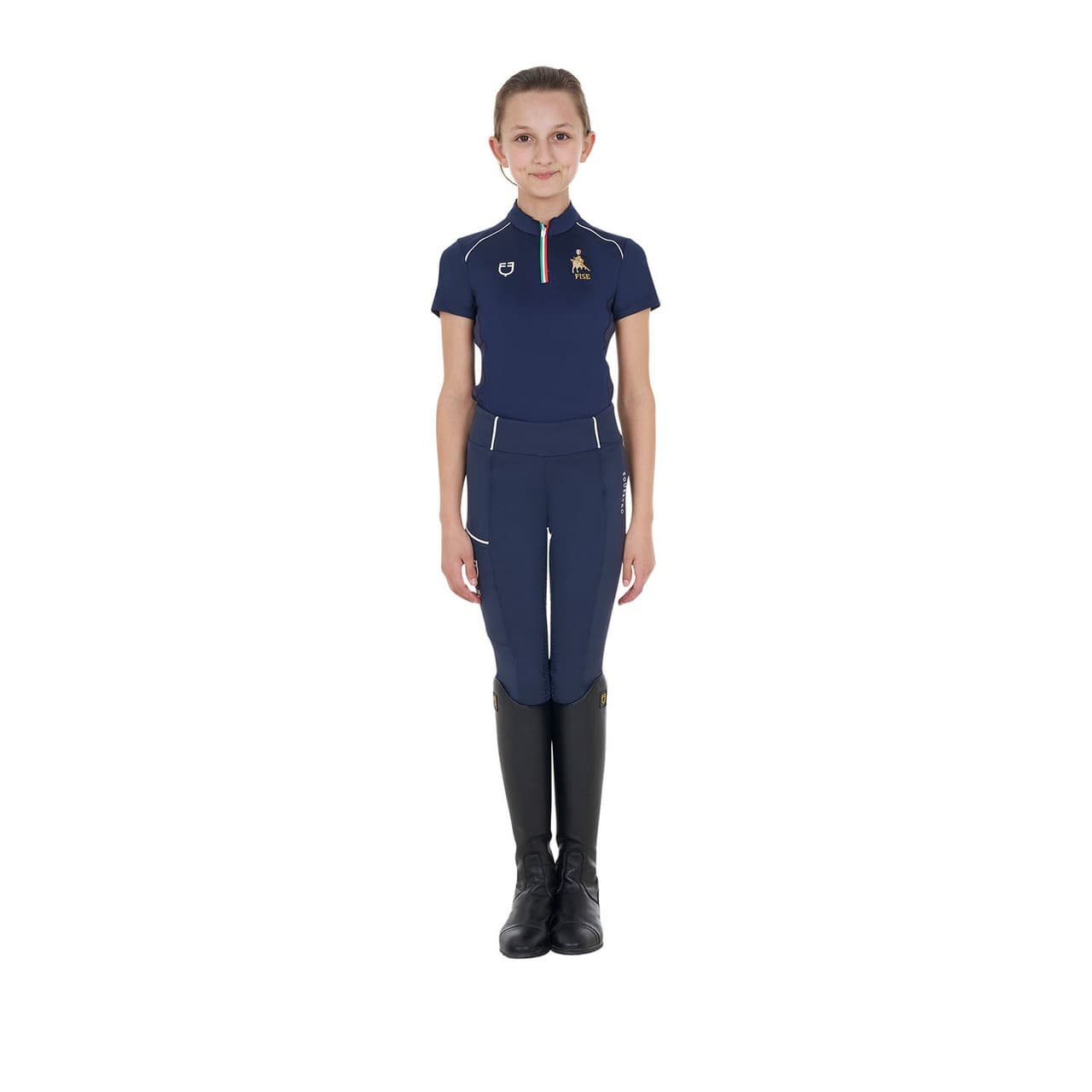 Polo unisex bambini da allenamento Equestro X FISE, vista 6