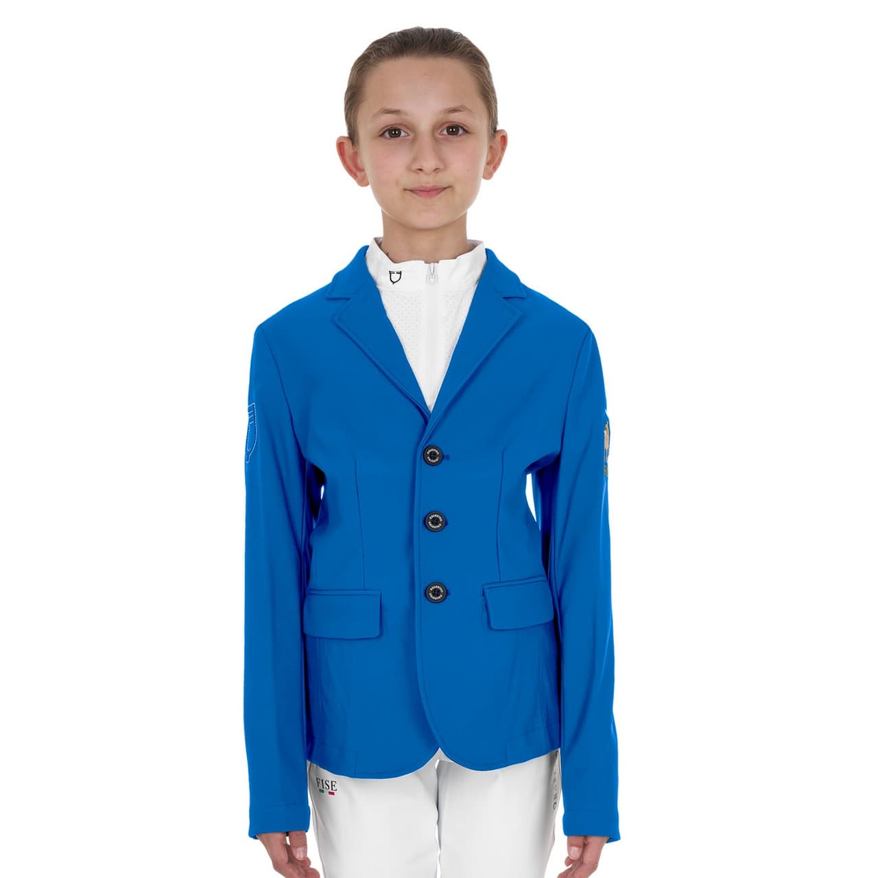 Giacca unisex bambini da concorso tre bottoni Equestro X FISE, vista 1