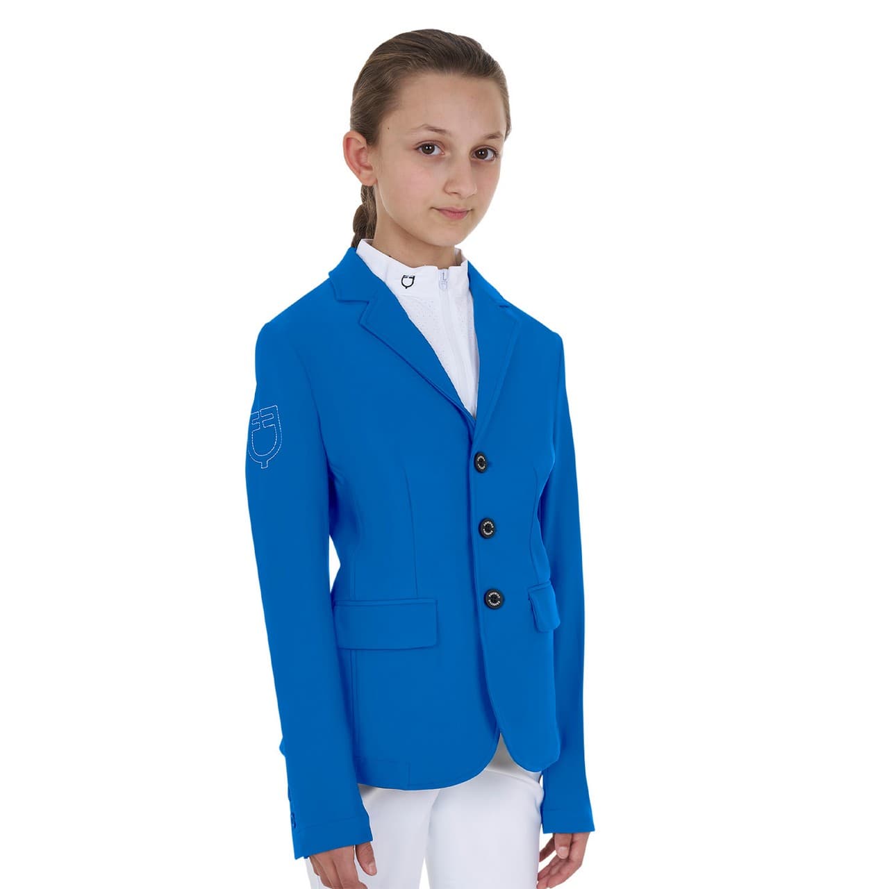 Giacca unisex bambini da concorso tre bottoni Equestro X FISE, vista 4