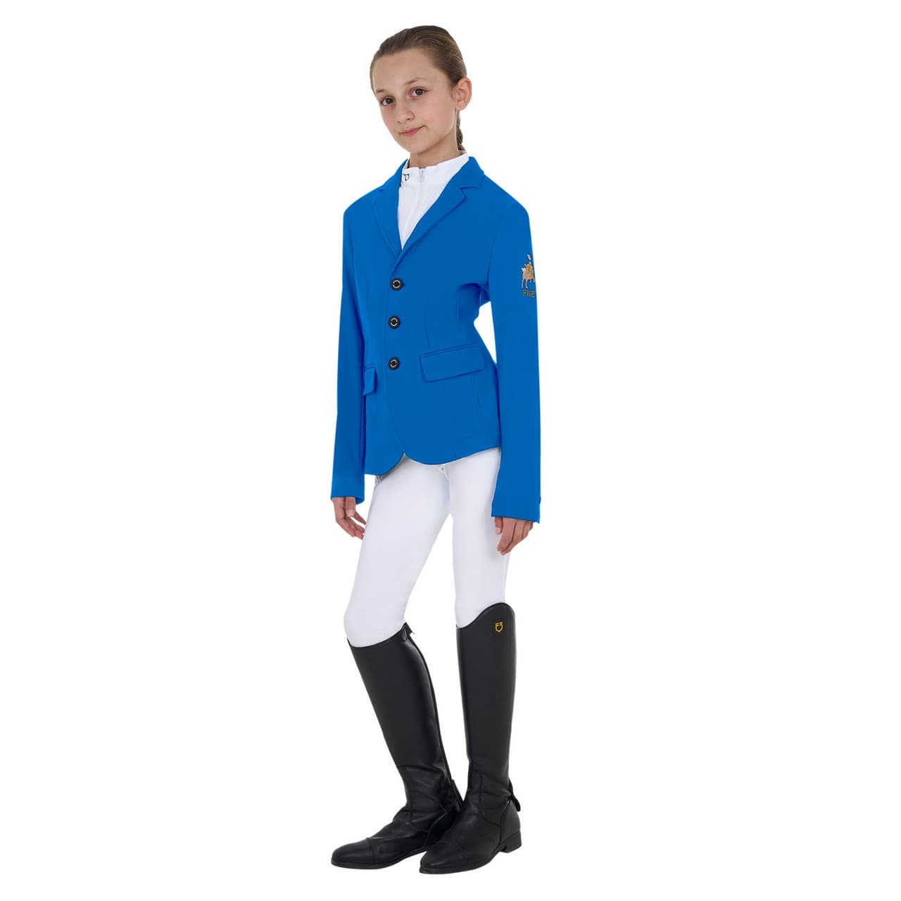 Giacca unisex bambini da concorso tre bottoni Equestro X FISE, vista 8