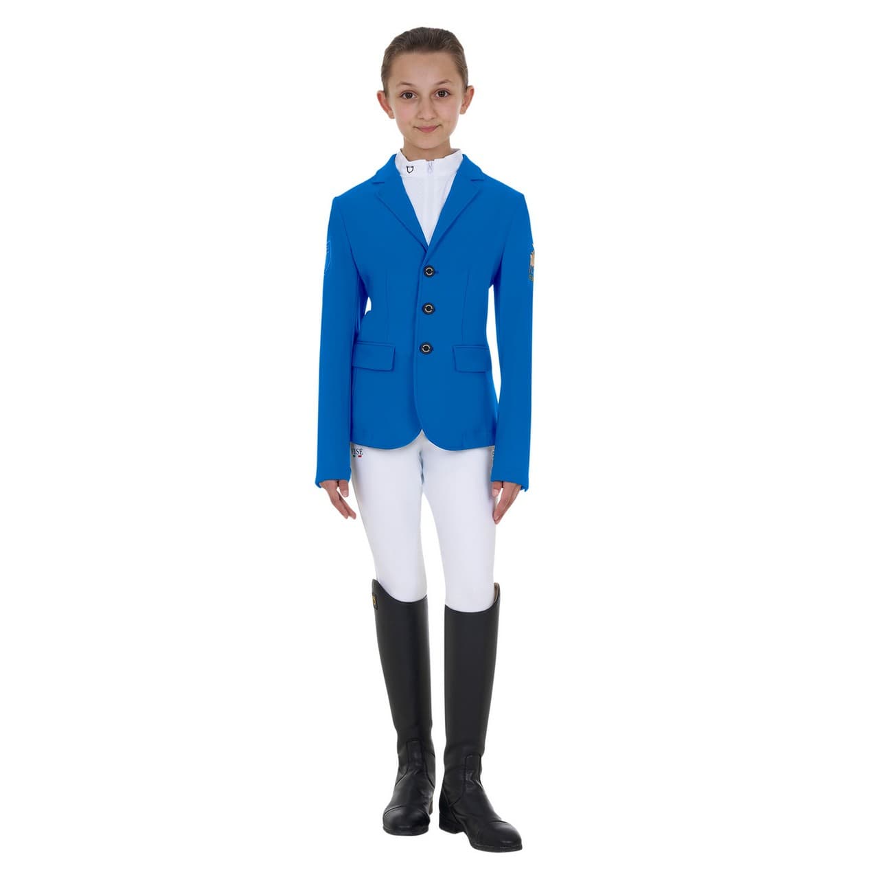 Giacca unisex bambini da concorso tre bottoni Equestro X FISE, vista 9