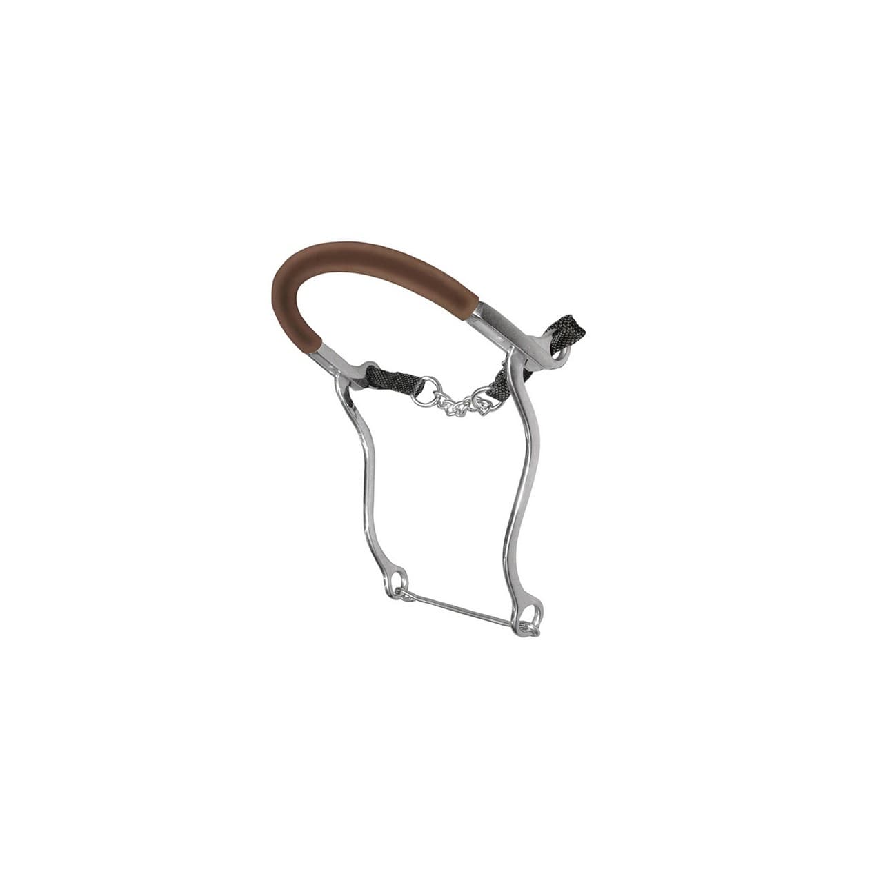 Hackamore inox, aste lunghe, con nasalina in gomma, vista 1