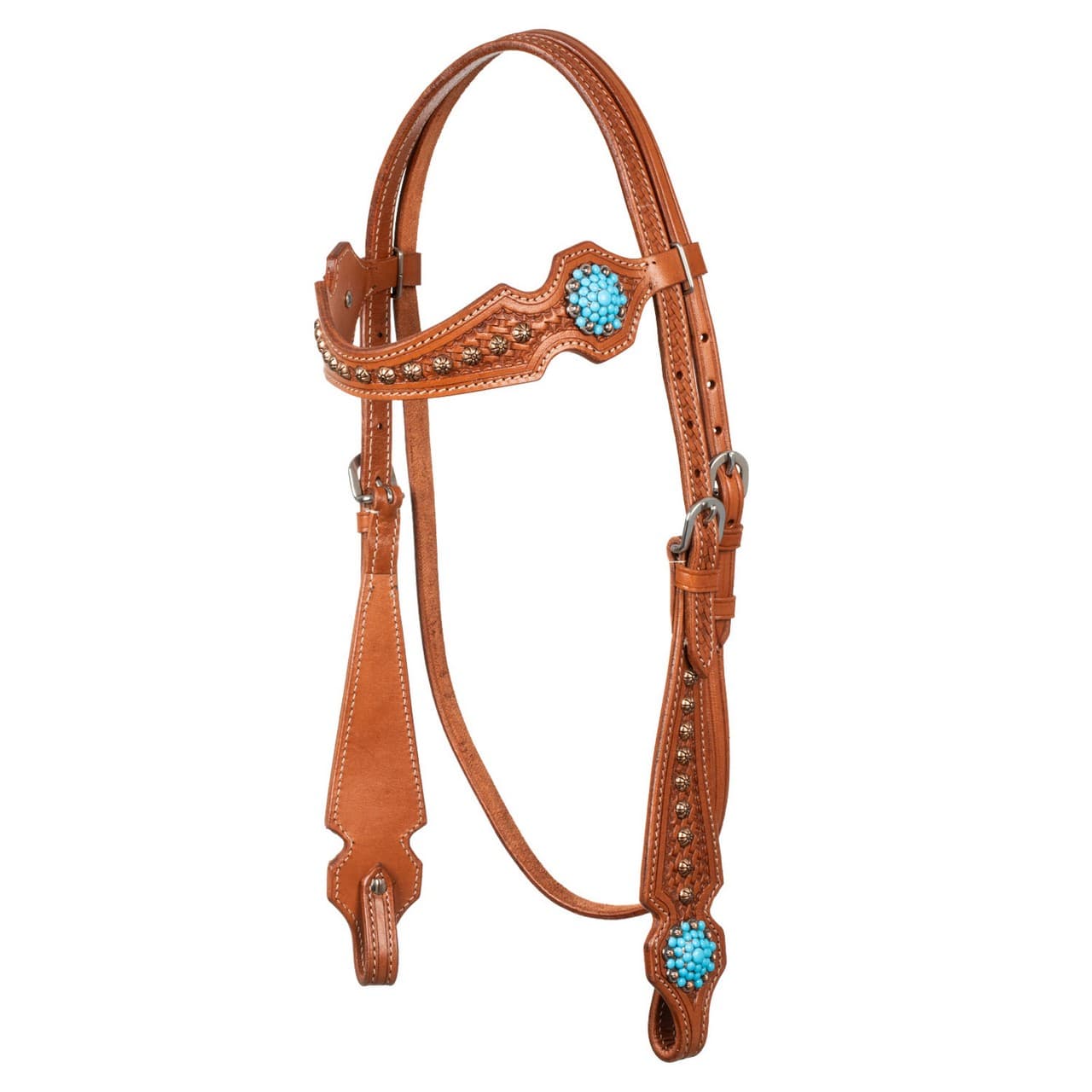 Briglia western con pietre blu, vista 1