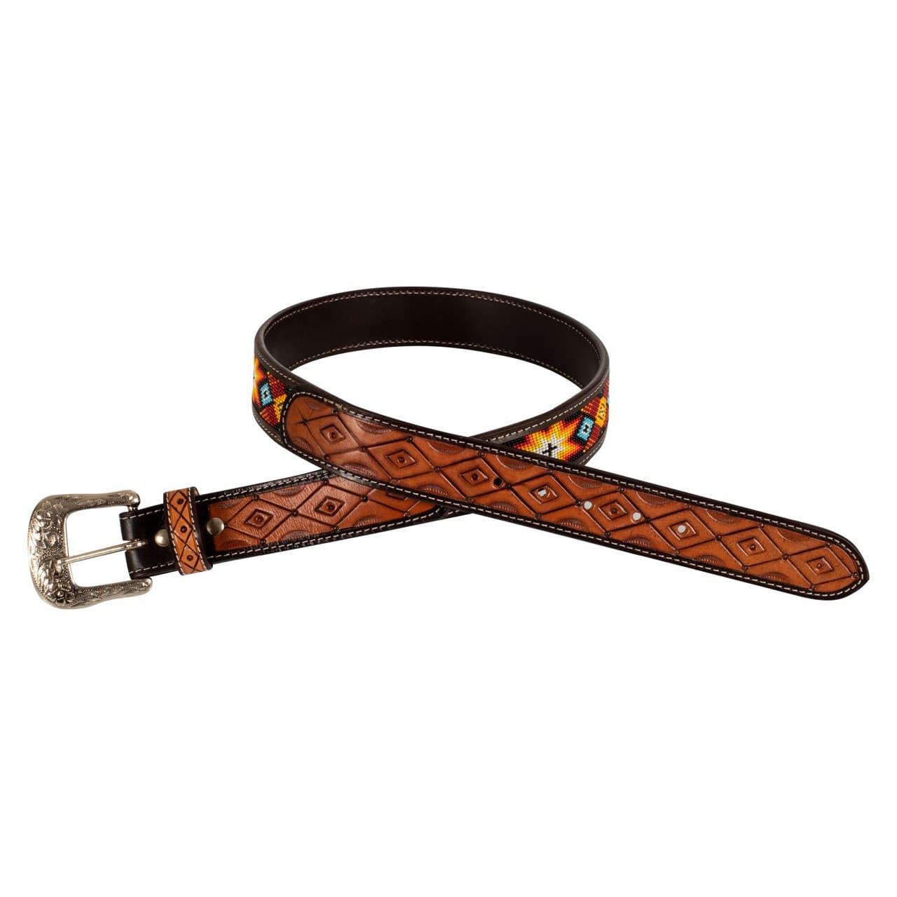 Cintura western unisex con perline e fibbia in ottone, vista 1