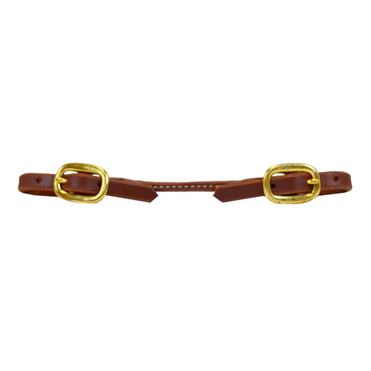 Rolled Harness Leather Curb Strap - brass, vista 1