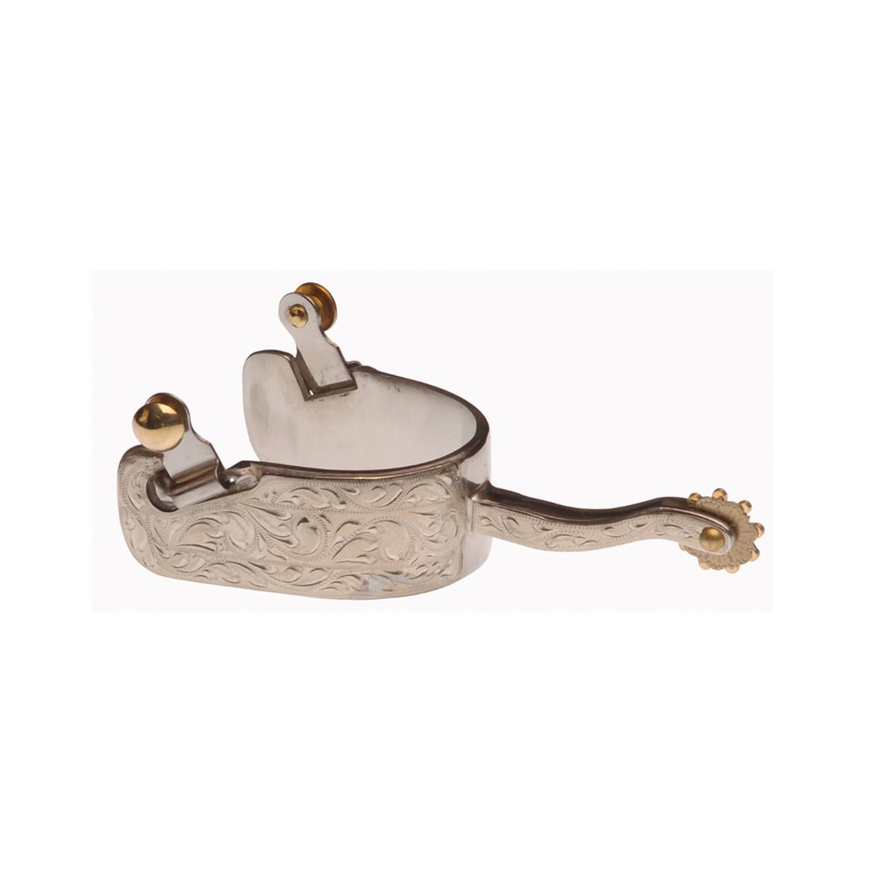 Speroni western inox larghi, decorati, vista 1
