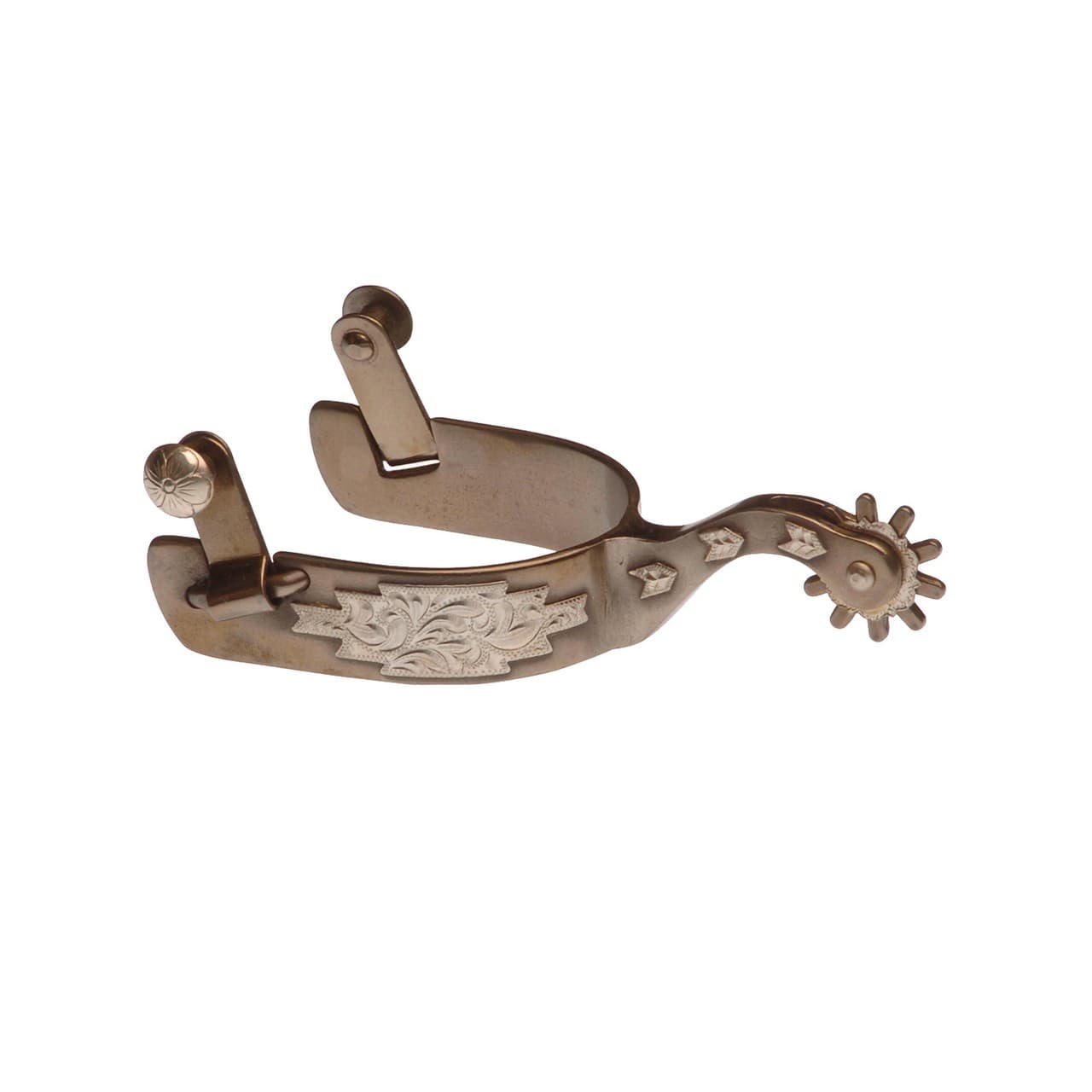 Speroni western inox con decorazioni argentate, vista 1