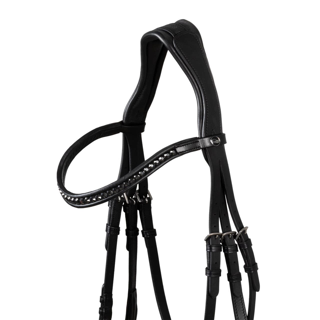 Testiera dressage modello Hemelite con redini in gomma, vista 4
