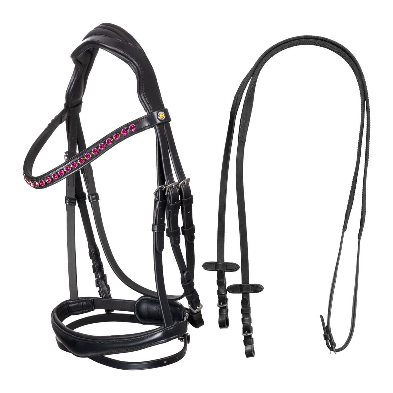 Testiera anatomica con strass fucsia, vista 1