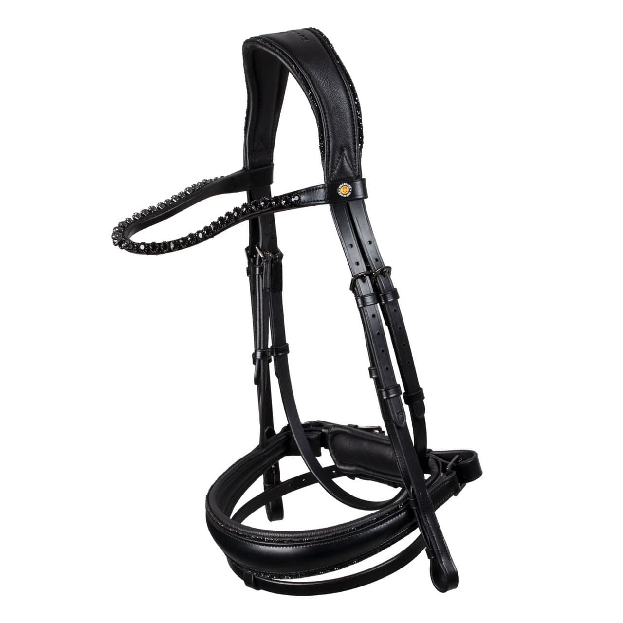 Testiera dressage anatomica in pelle con strass, vista 1