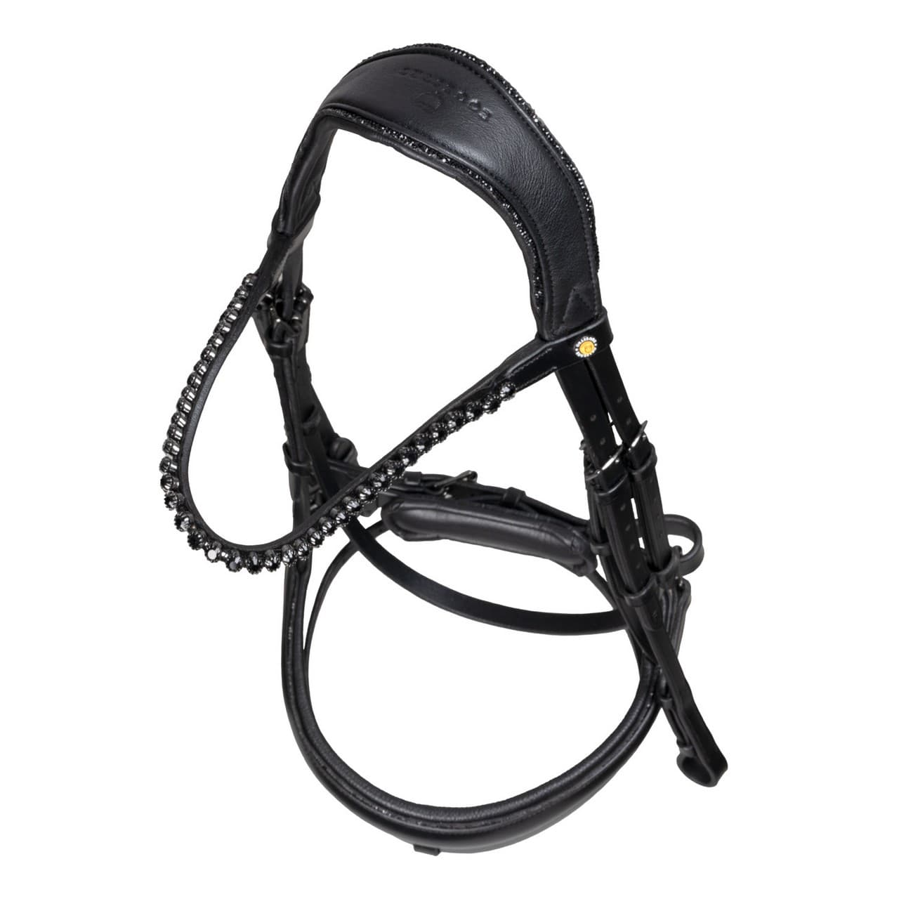 Testiera dressage anatomica in pelle con strass, vista 8