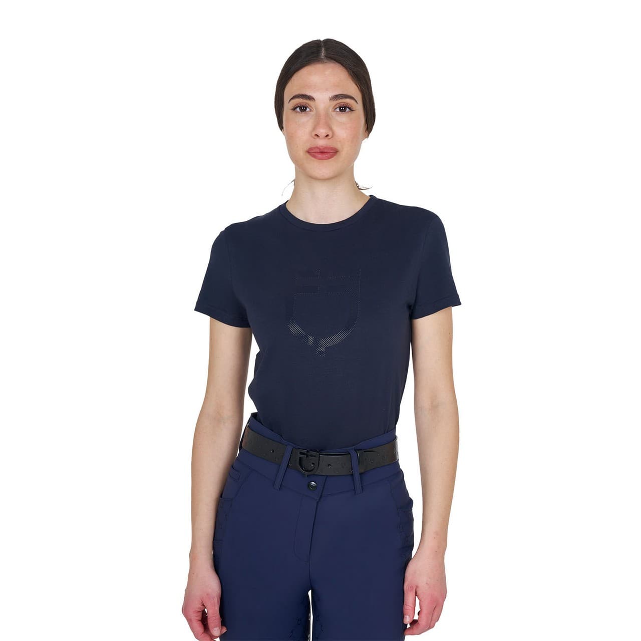 T-shirt basic donna con logo glossy tono su tono, vista 1