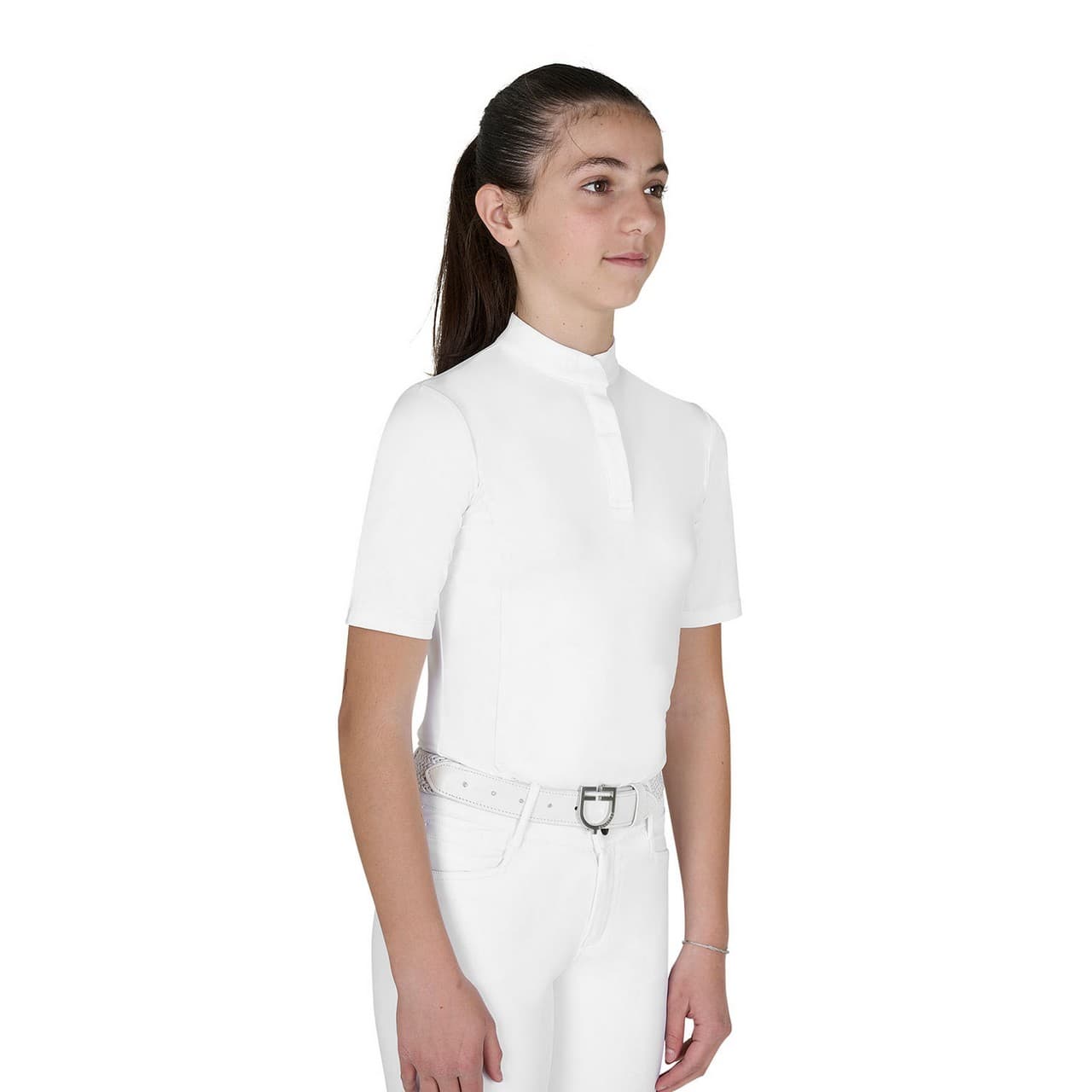 Polo concorso bambina slim fit con bottoni, vista 4