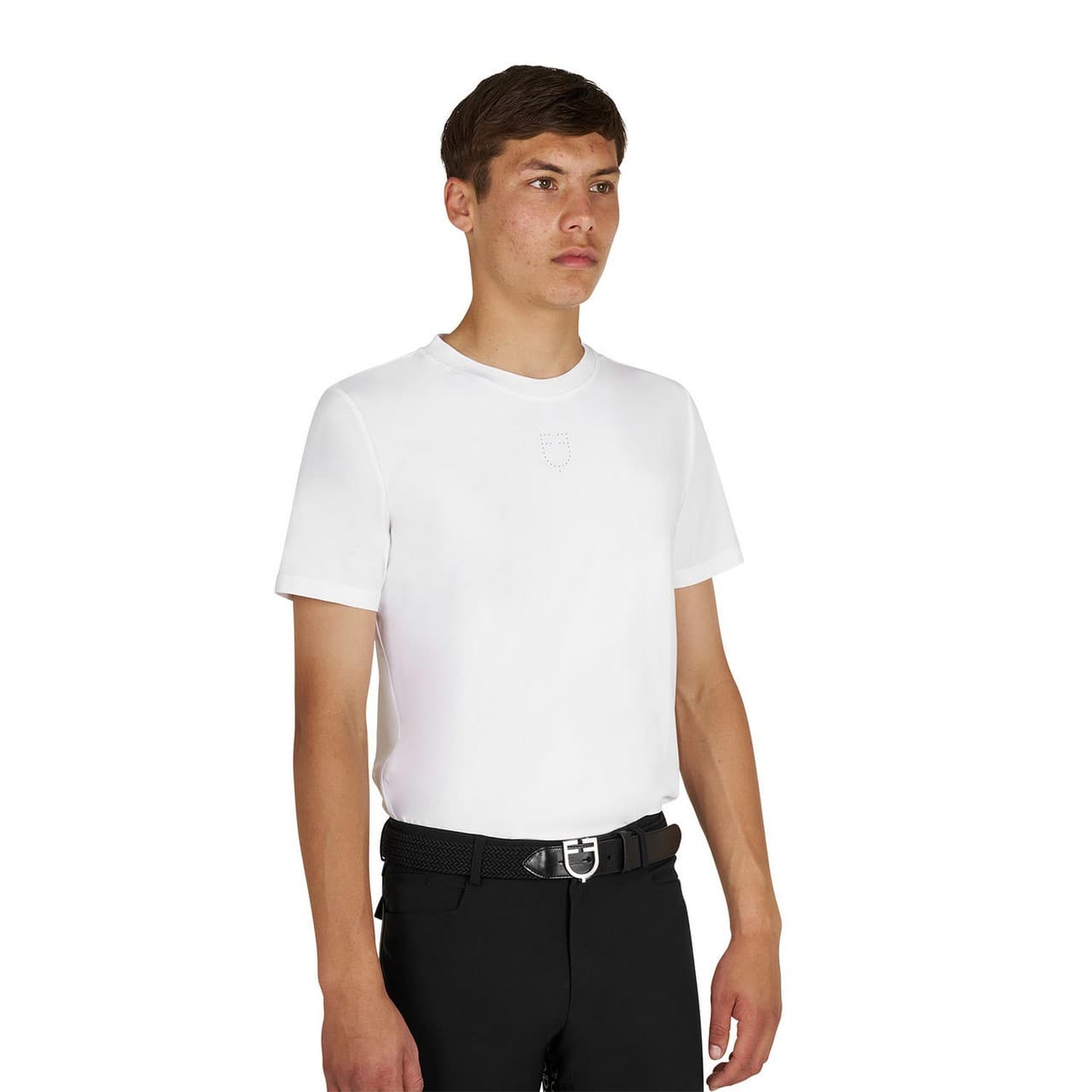 T-shirt allenamento uomo in tessuto tecnico con microfori, vista 1