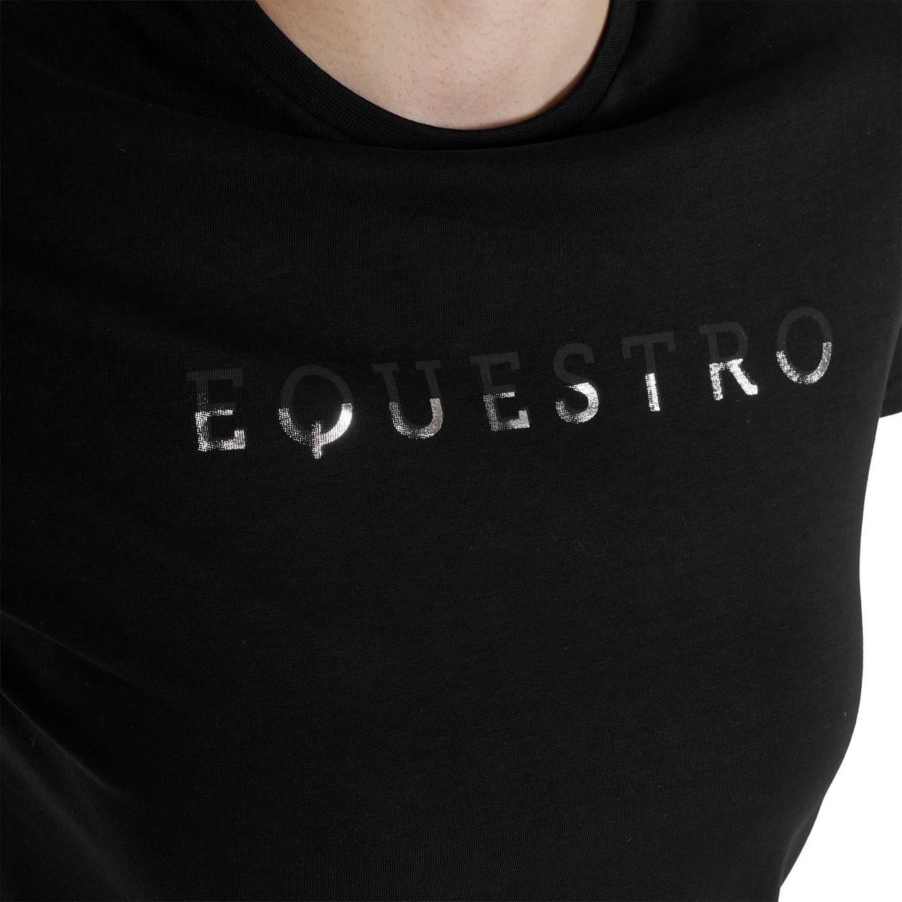 T-shirt donna in cotone logo laminato, vista 4