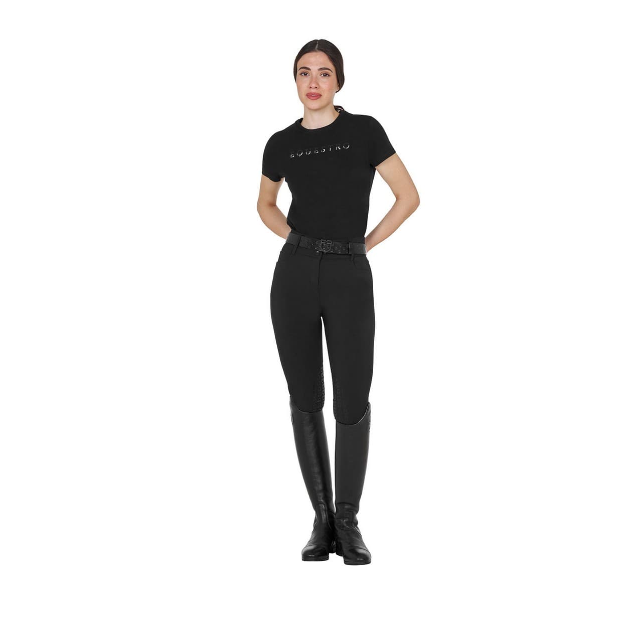 T-shirt donna in cotone logo laminato, vista 6