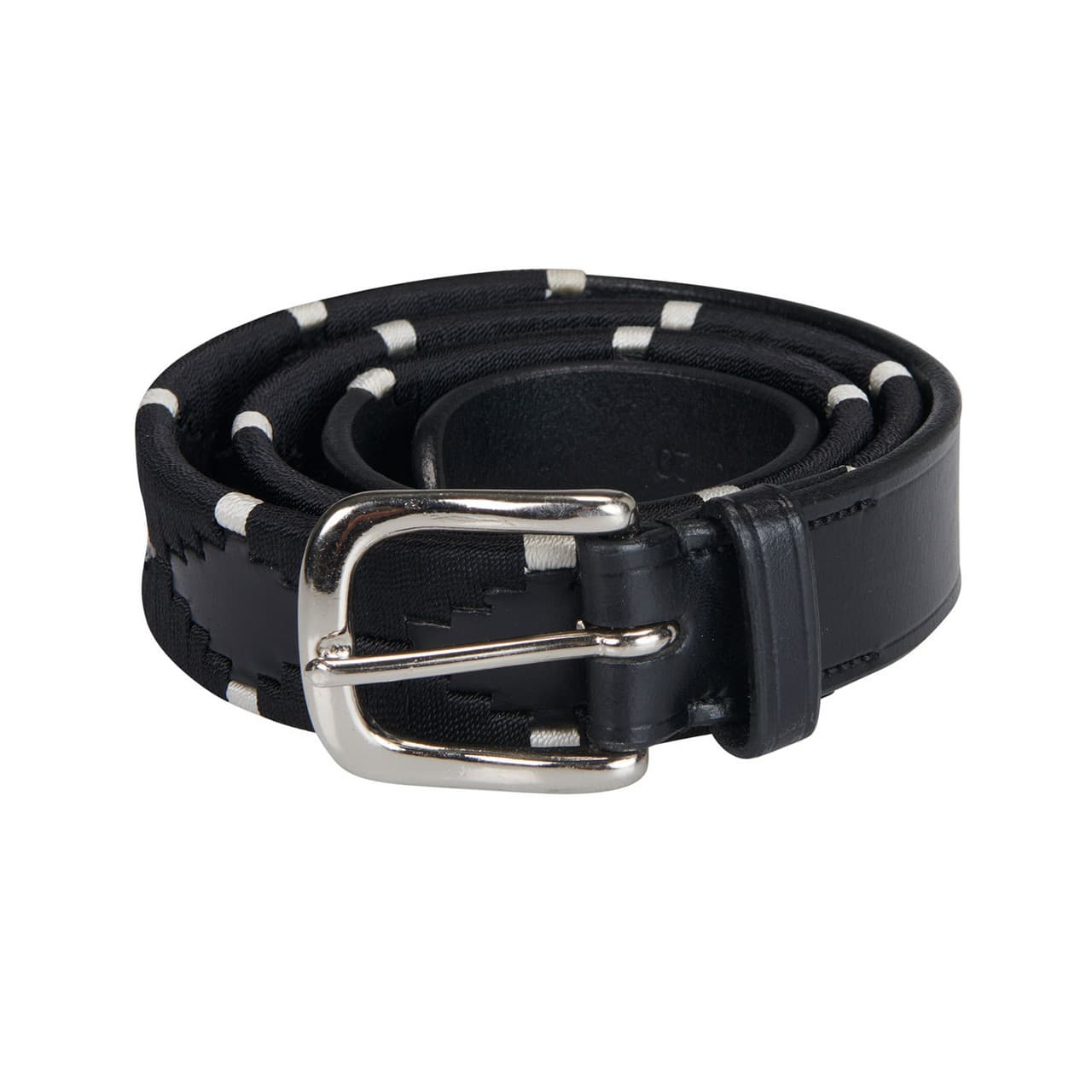Cintura in cuoio con ricami in bianco e nero (Rif. AB00627), vista 1