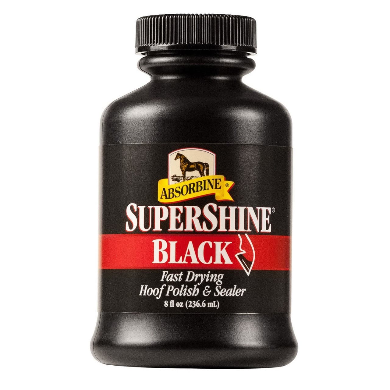Supershine black hoof polish Absorbine 236ml, vista 1