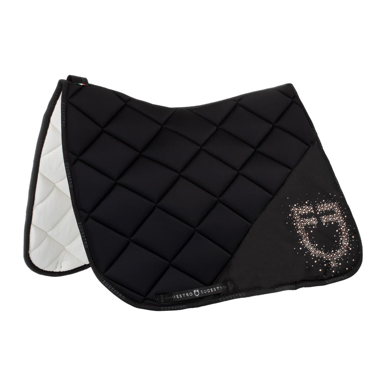 Sottosella da dressage in tessuto tecnico con logo in strass, vista 1