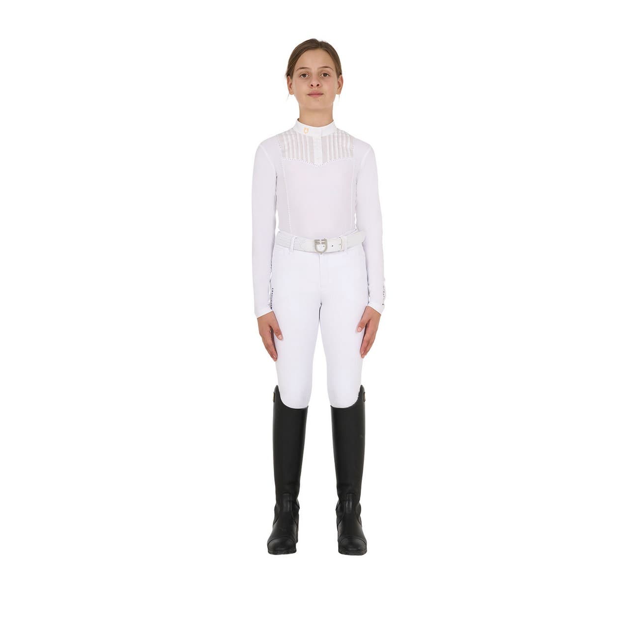 Polo bambina slim fit concorso con strass, vista 6