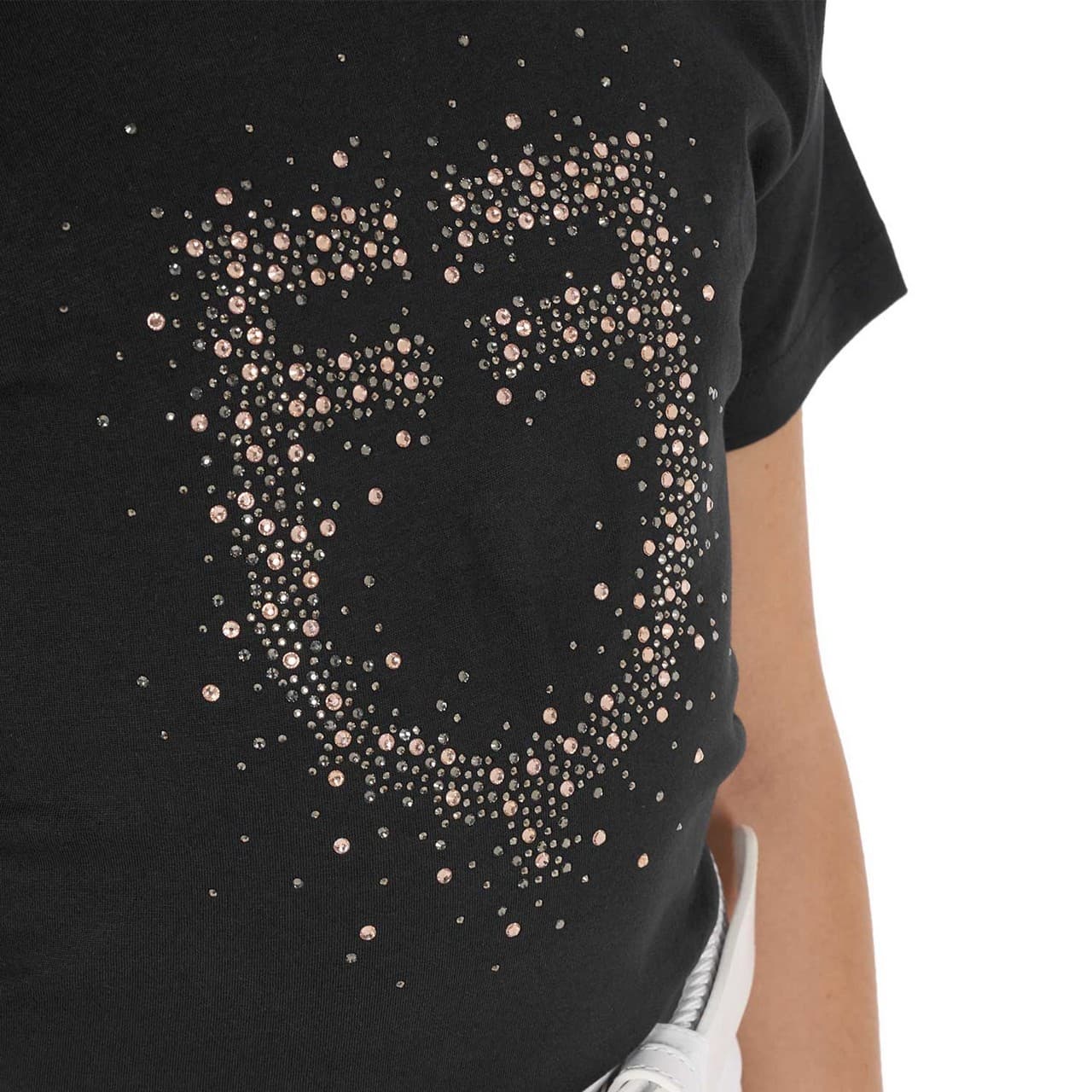 T-shirt bambina slim fit logo glitter rosa, vista 3