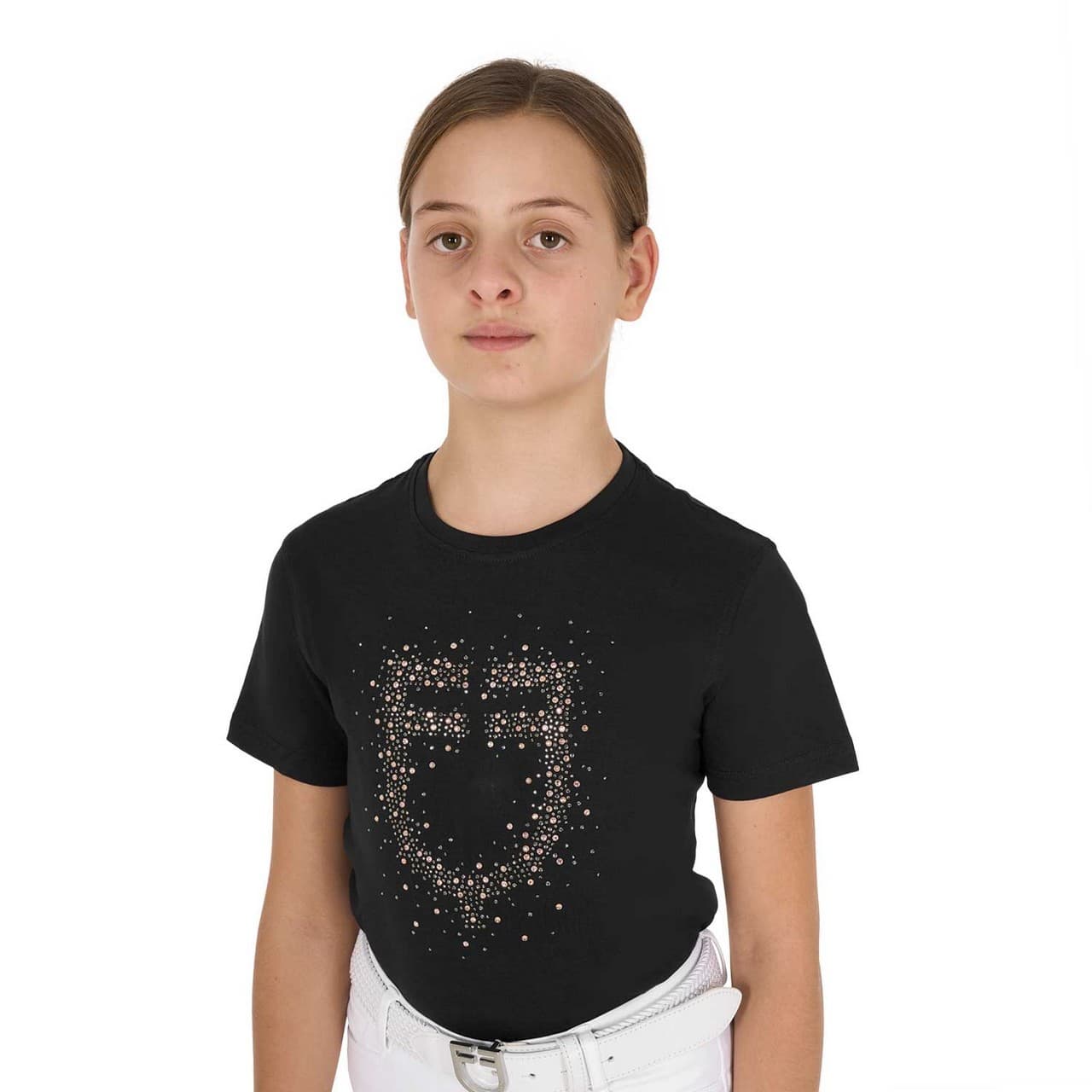 T-shirt bambina slim fit logo glitter rosa, vista 4