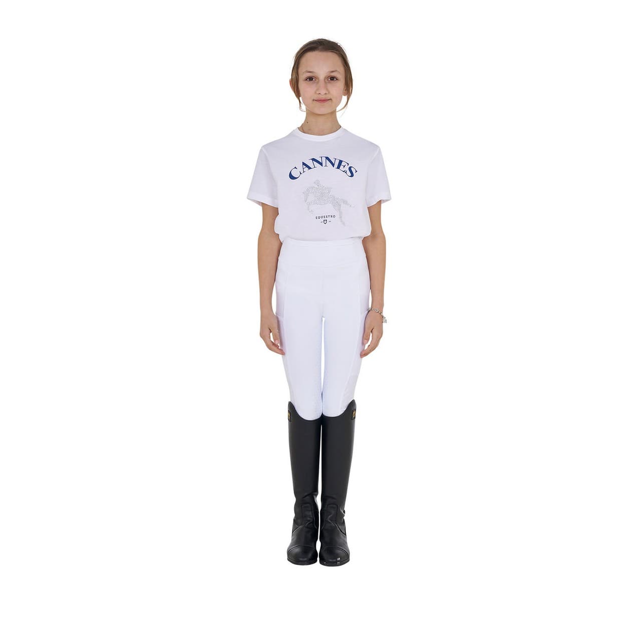 T-shirt bambina Cannes in cotone con strass, vista 6
