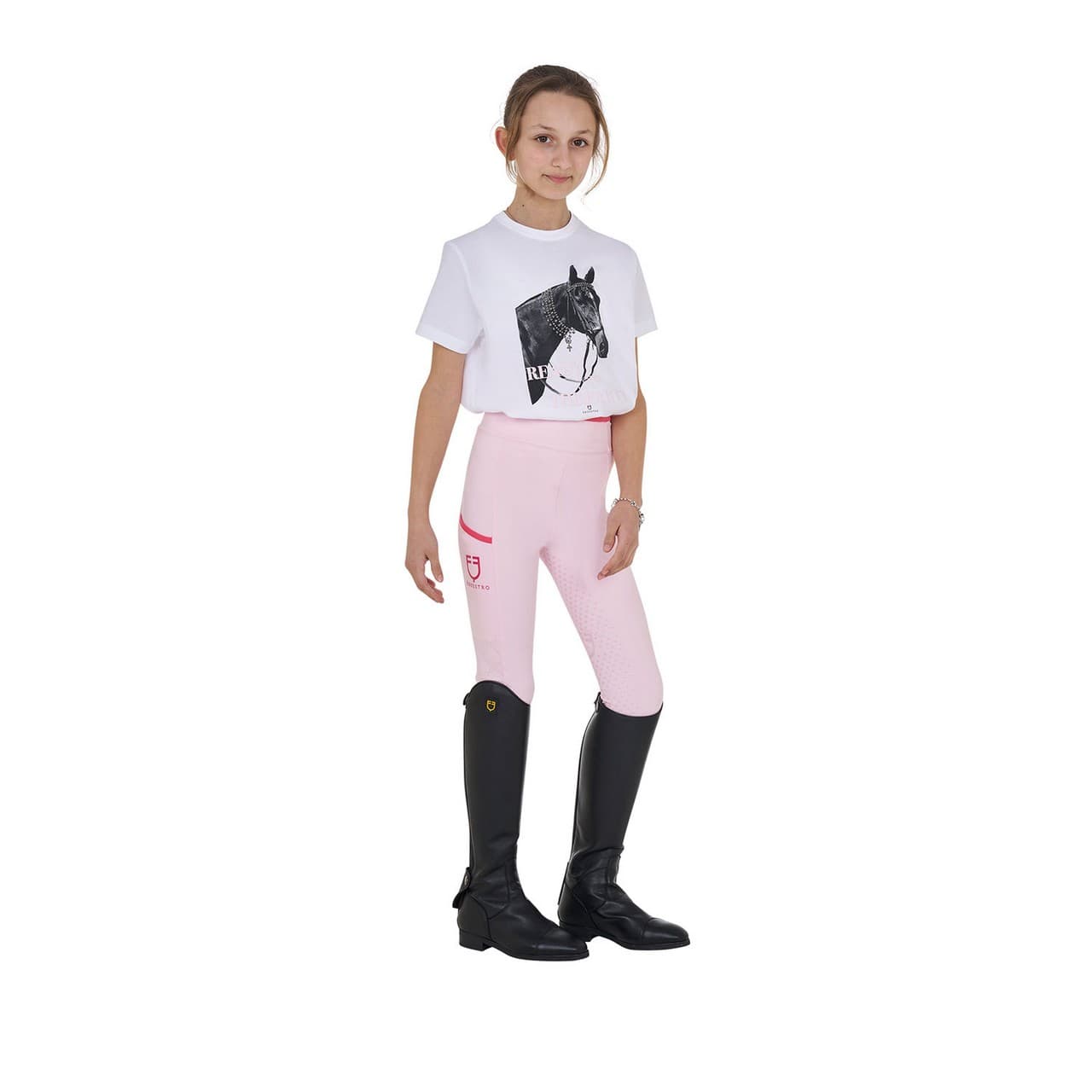T-shirt bambina Ready To The Party in cotone con strass, vista 4