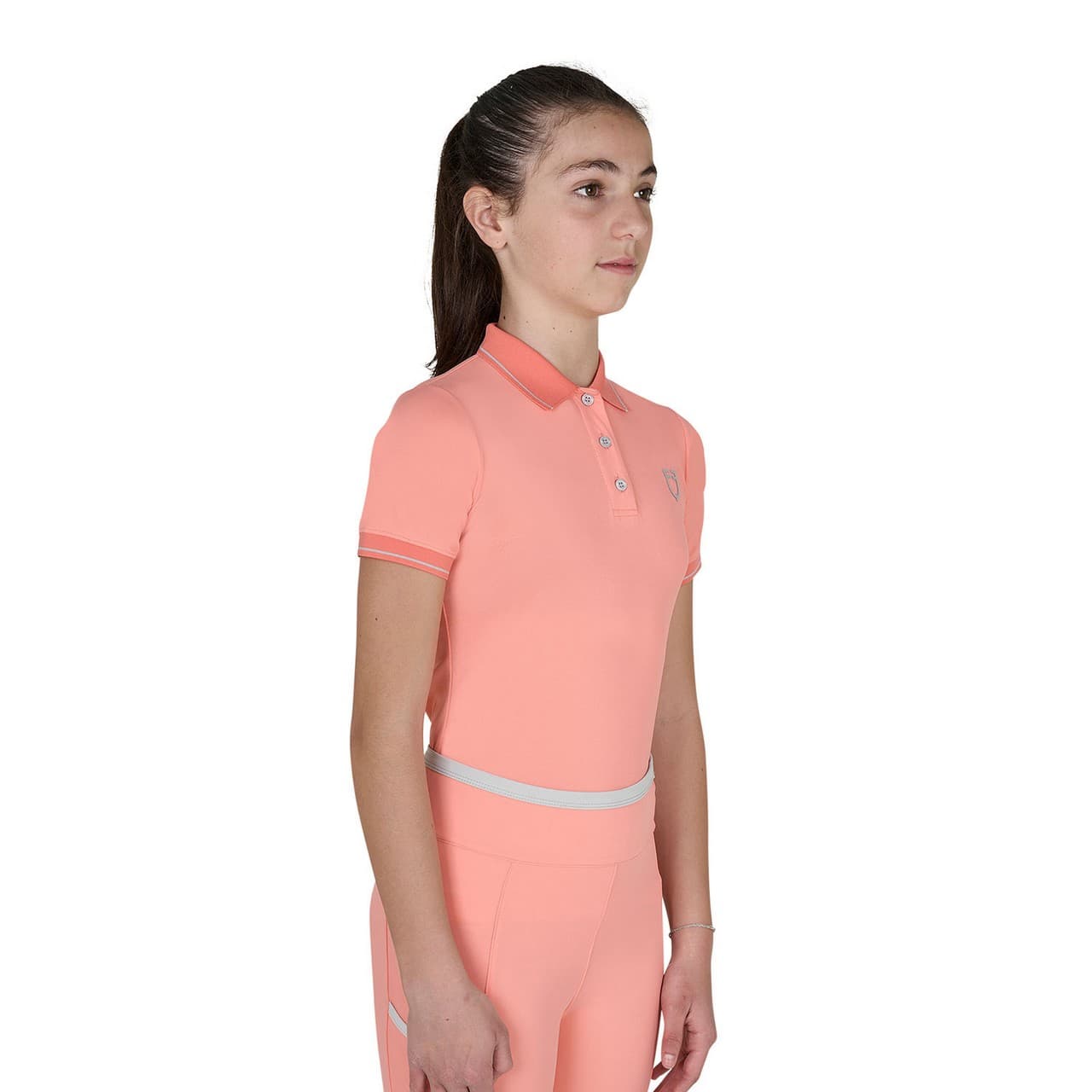 Polo bambini slim fit in tessuto tecnico antibatterico, vista 1