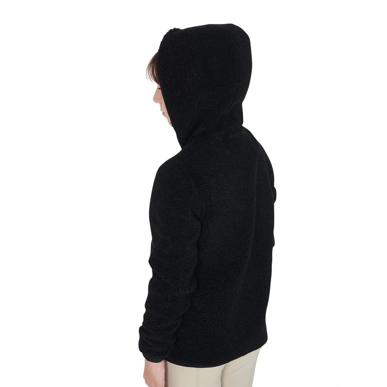 Felpa bambina in pile ricciolo con zip frontale, vista 2