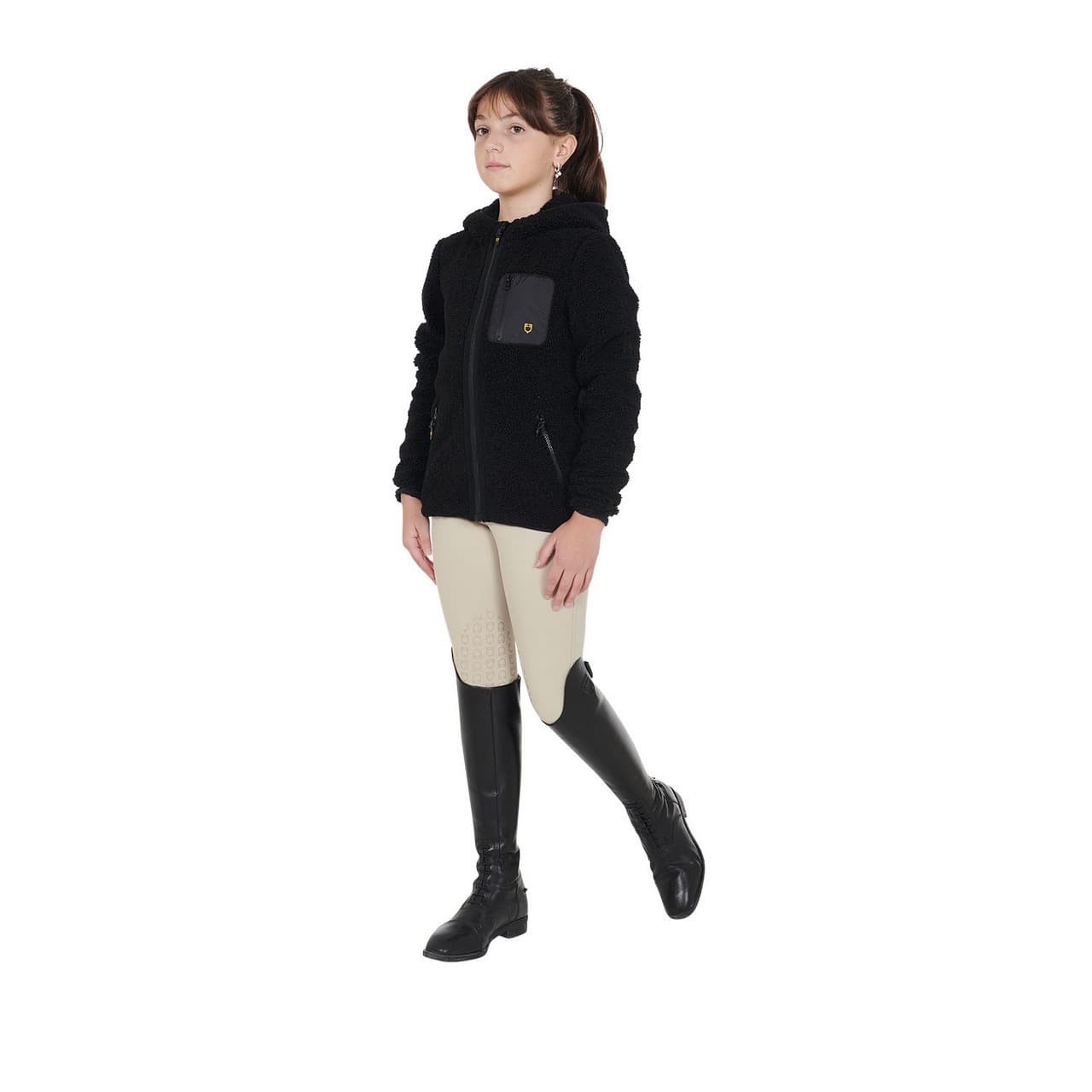 Felpa bambina in pile ricciolo con zip frontale, vista 5