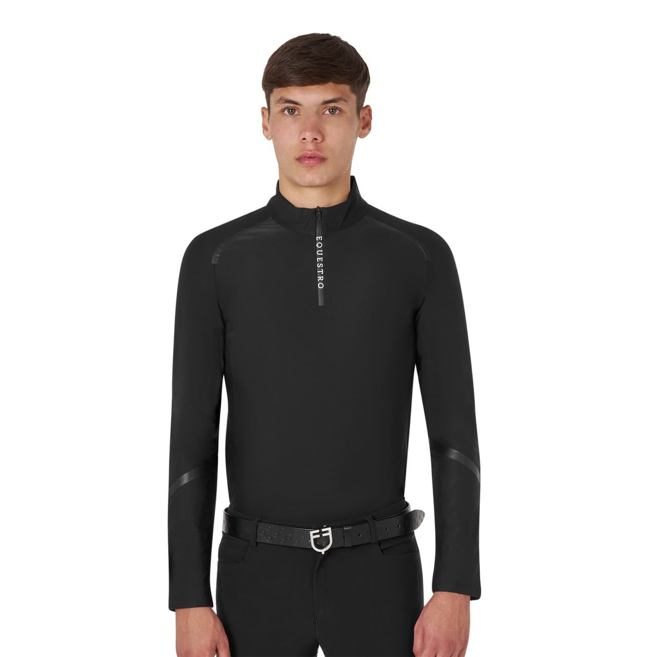 Polo uomo da allenamento slim fit manica lunga, vista 1