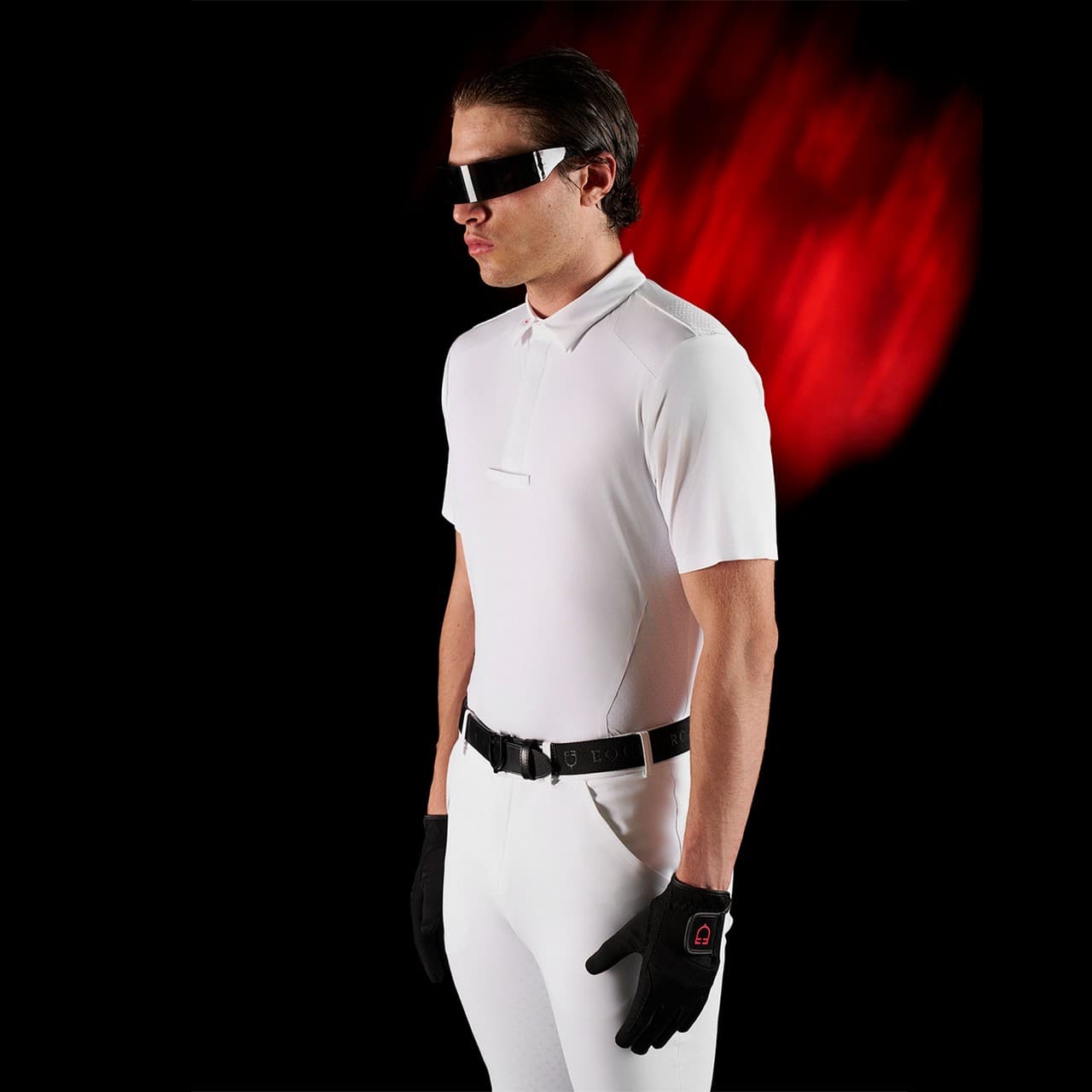 Polo concorso uomo Equestro Ridertechnology manica corta bottoni (Rif. ETM00173), vista 10