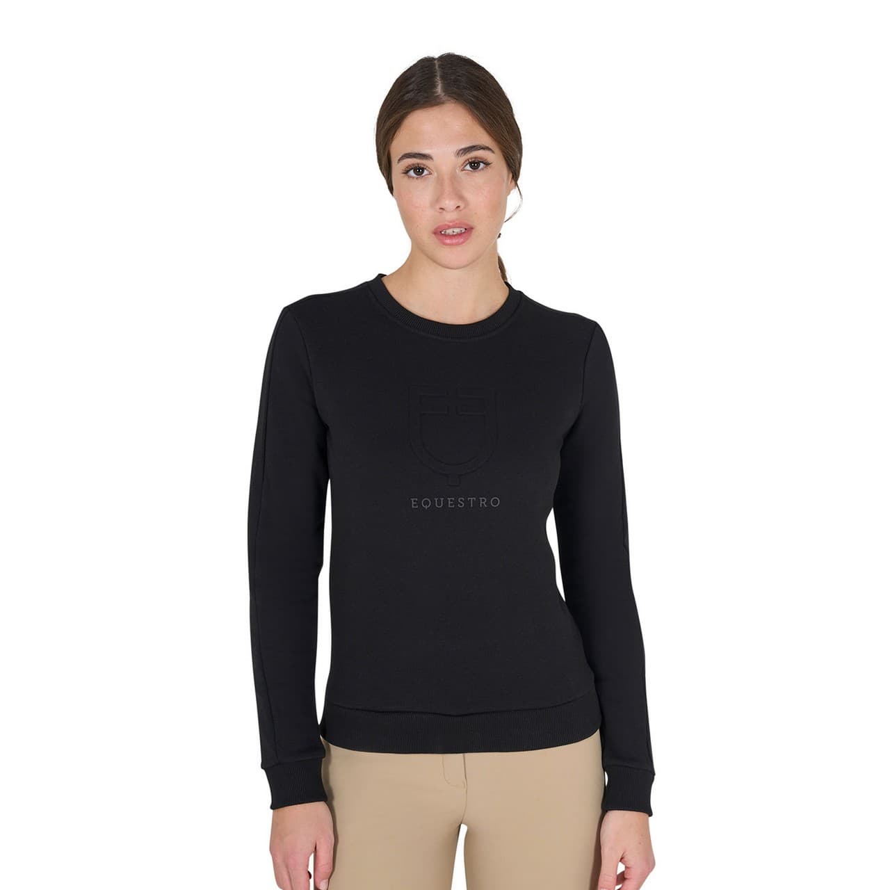 Felpa donna girocollo con logo stampato, vista 1