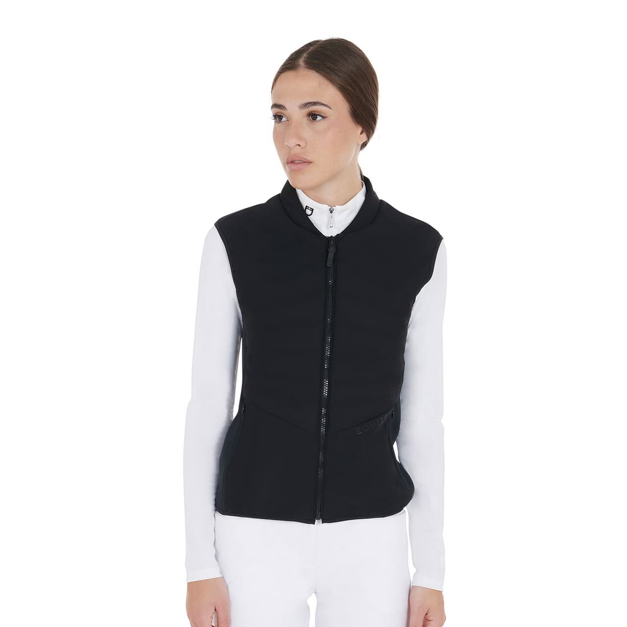 Smanicato donna slim fit in tessuto tecnico, vista 1