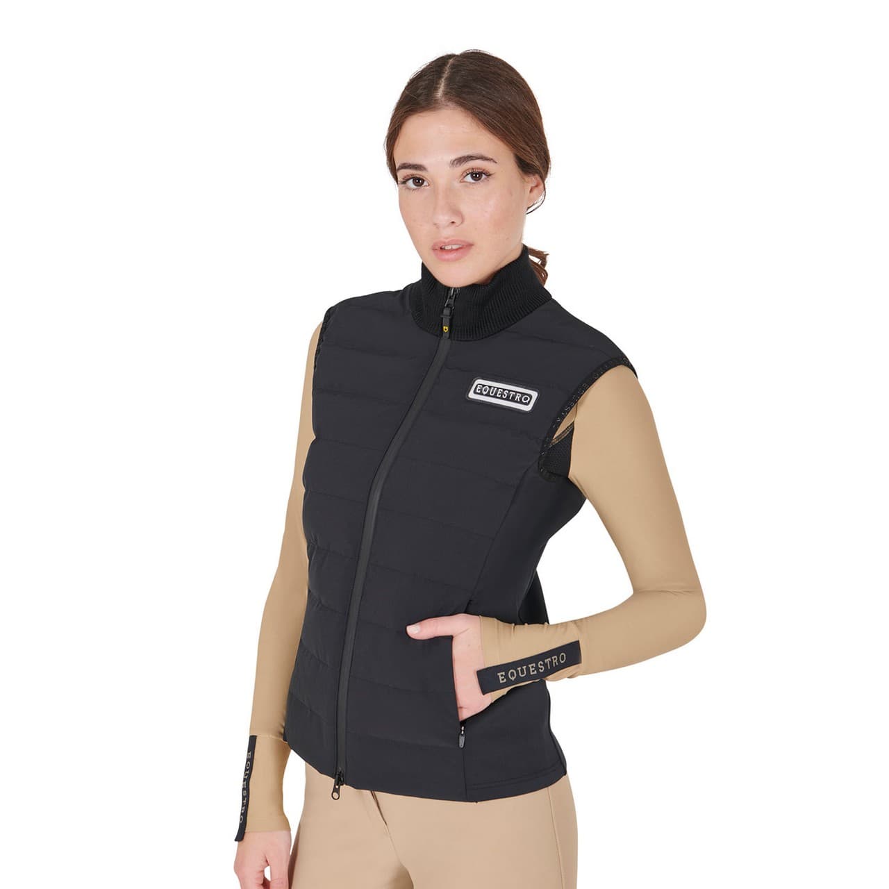 Smanicato donna misto tecnico con zip, vista 4