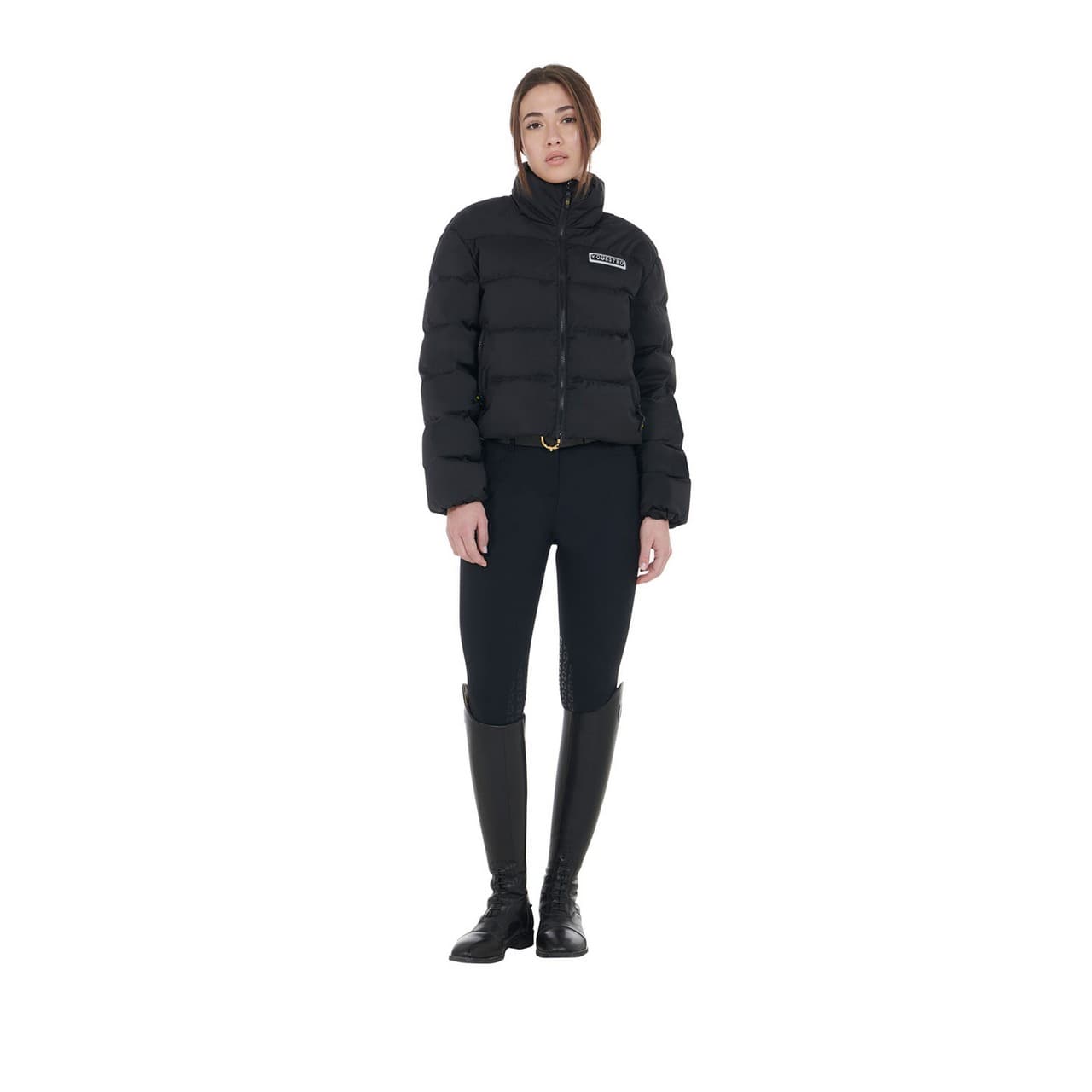 Piumino donna corta in tessuto elasticizzato, vista 6