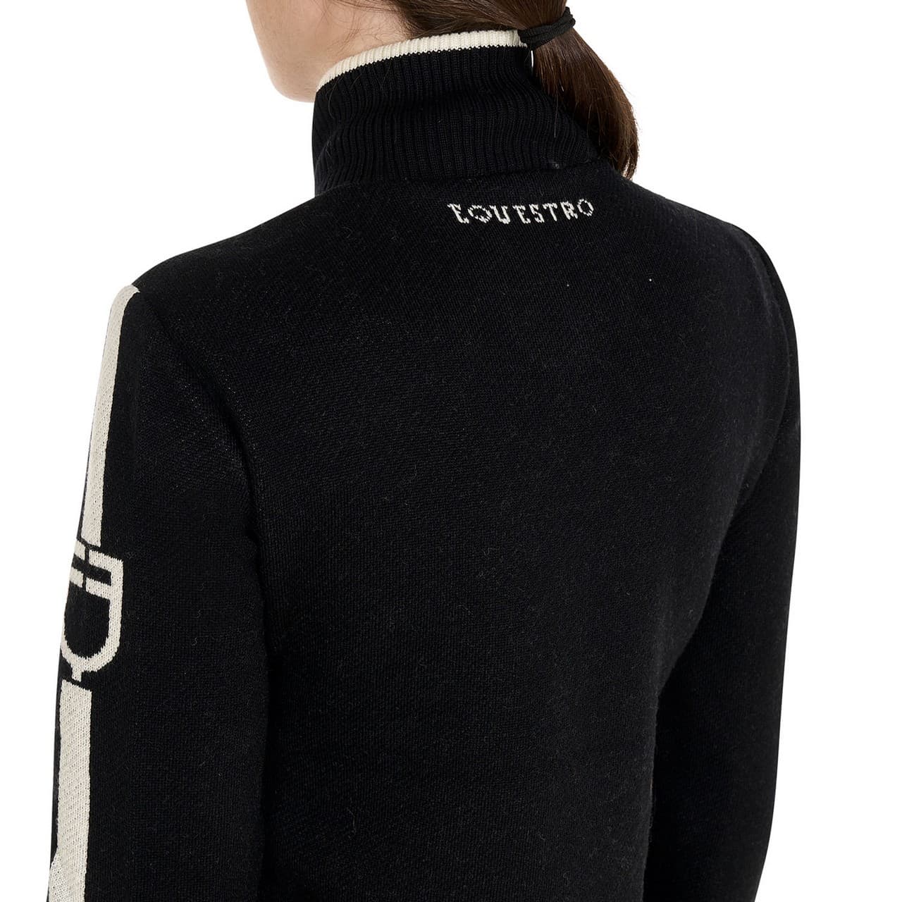 Piumino da donna in nylon e maglia con cerniera, vista 2