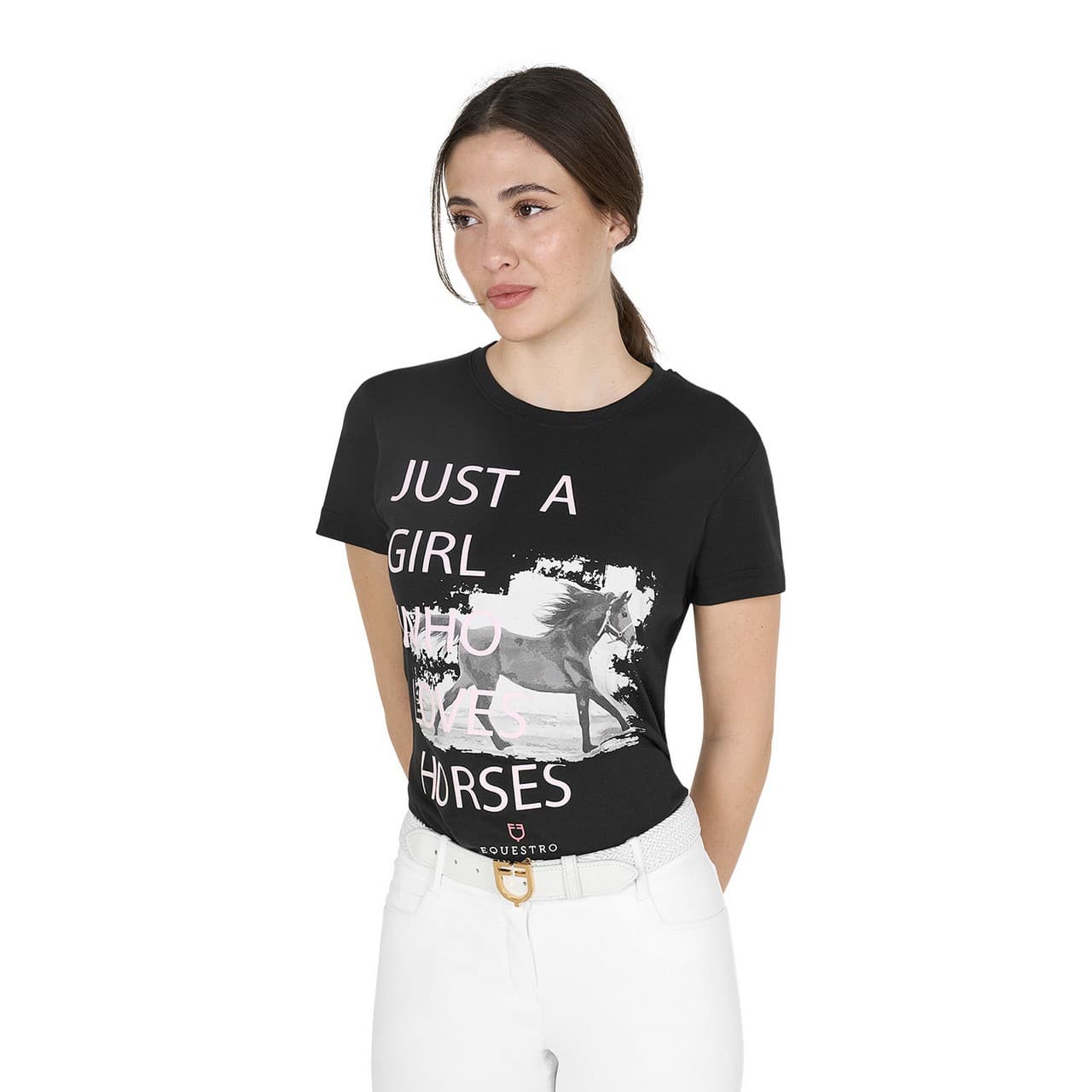 T-shirt da donna in cotone Horse Lover, vista 3