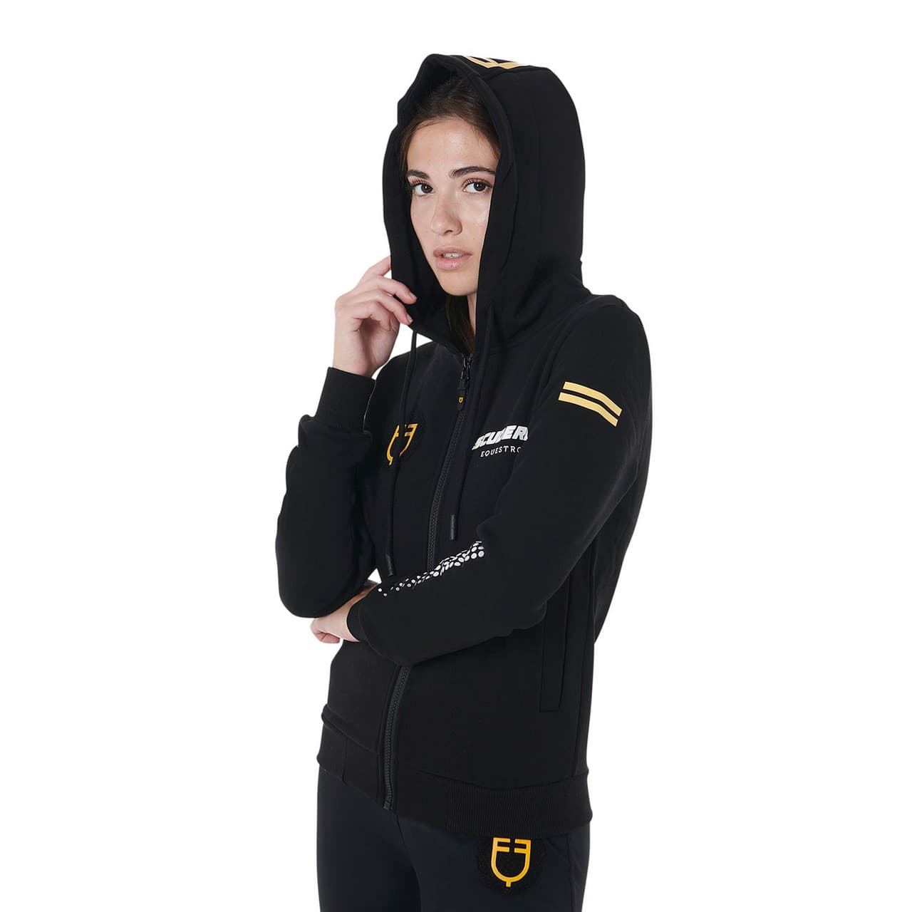 Felpa donna cappuccio Scuderia Equestro interno French terry, vista 5