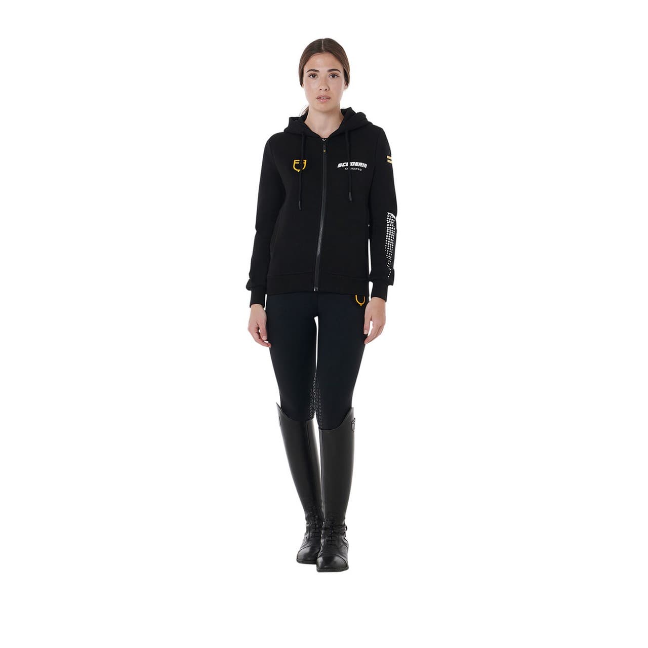 Felpa donna cappuccio Scuderia Equestro interno French terry, vista 7