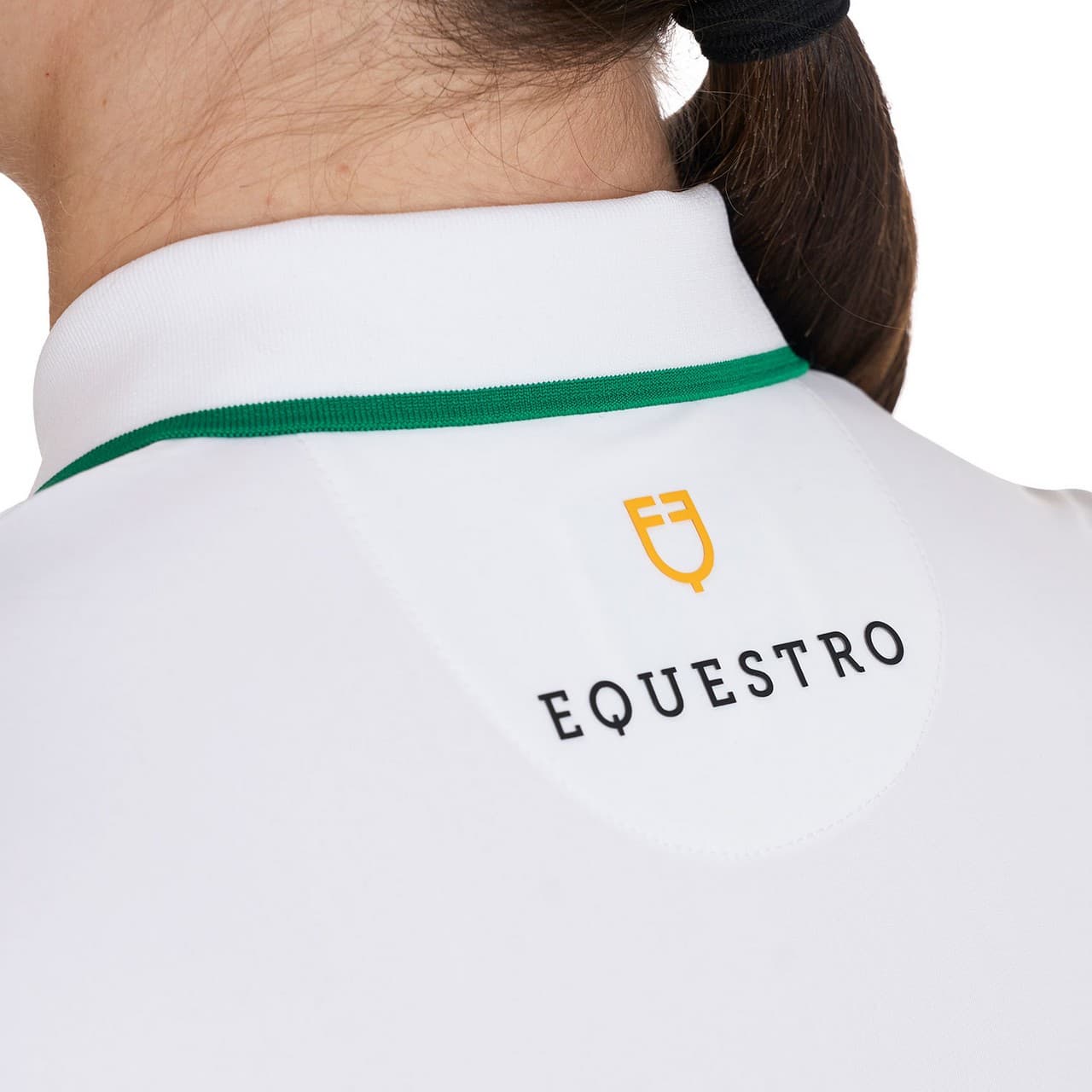 Polo training donna slim fit con zip e logo sul petto, vista 4