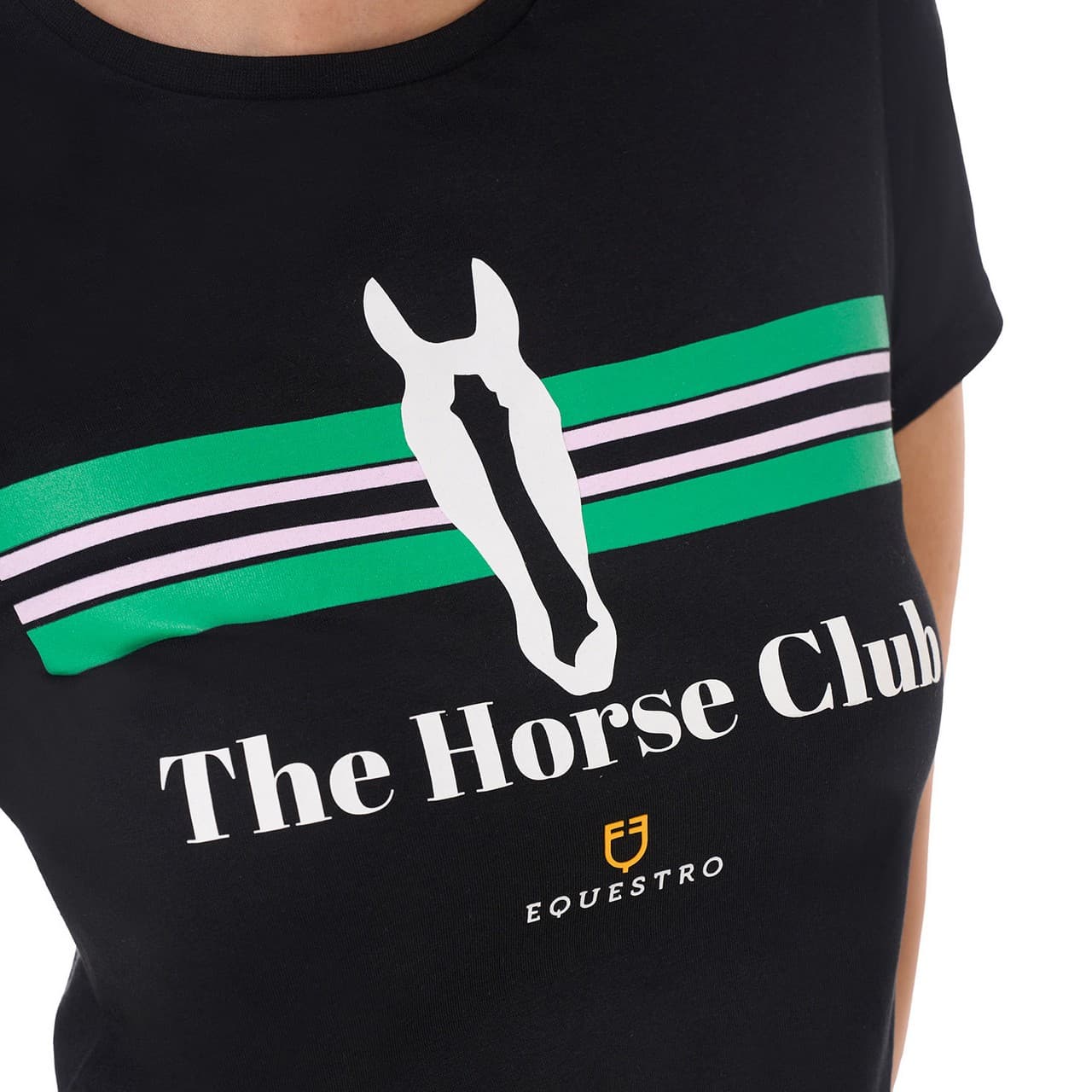 T-shirt donna Stripe Horse Club in cotone, vista 3