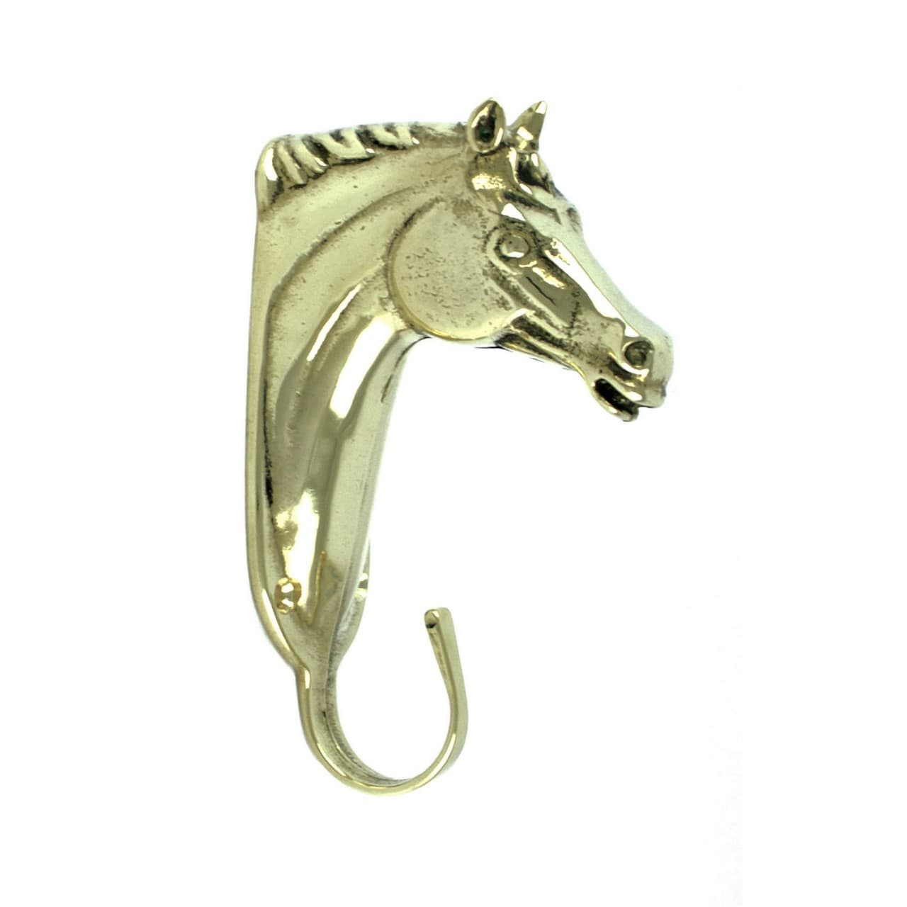 Appendibriglie testa di cavallo in ottone, vista 1