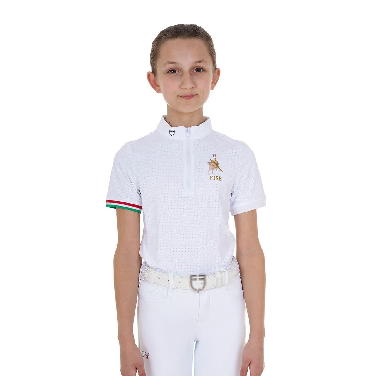 Polo bambina da concorso con zip Equestro X FISE, vista 1