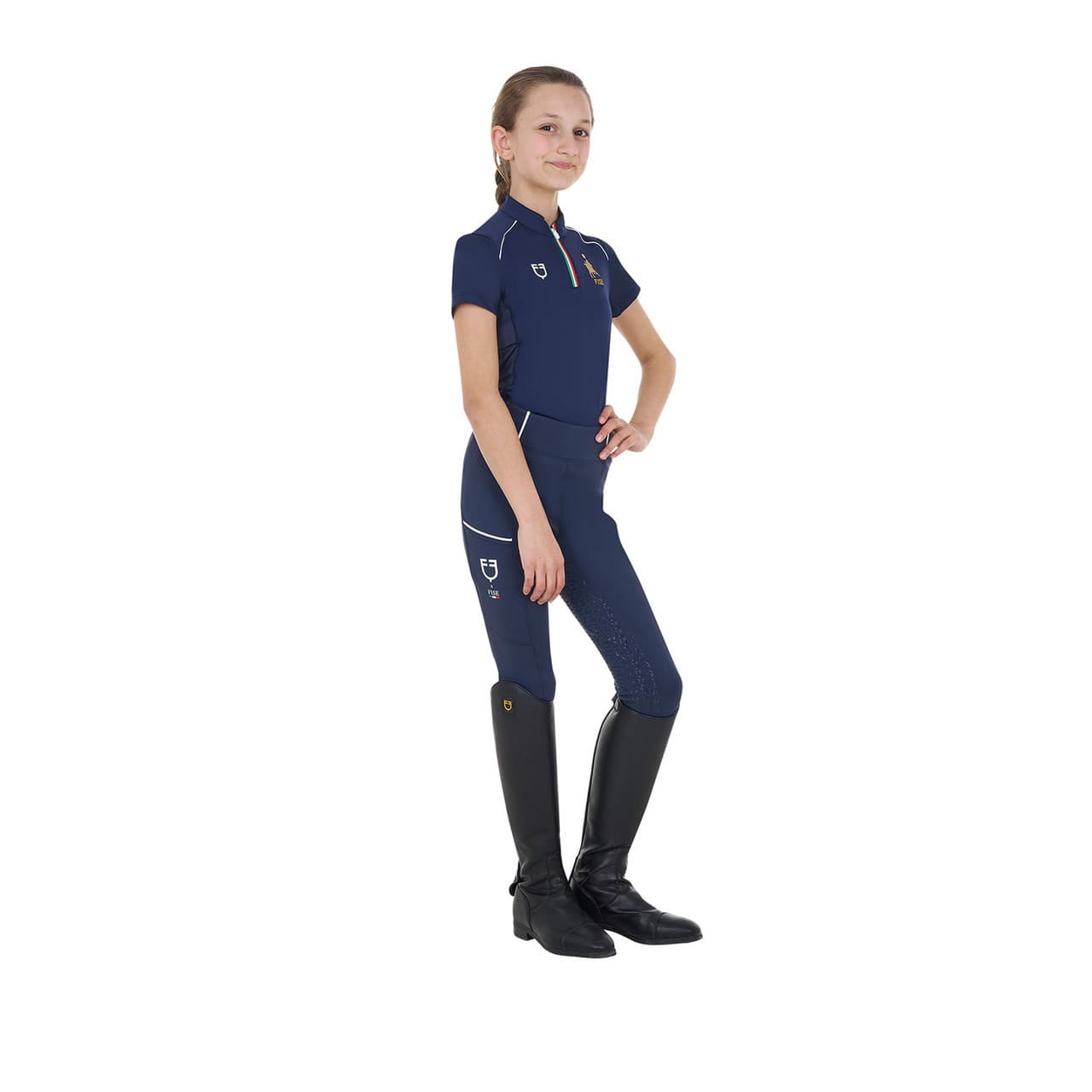Polo unisex bambini da allenamento Equestro X FISE, vista 5