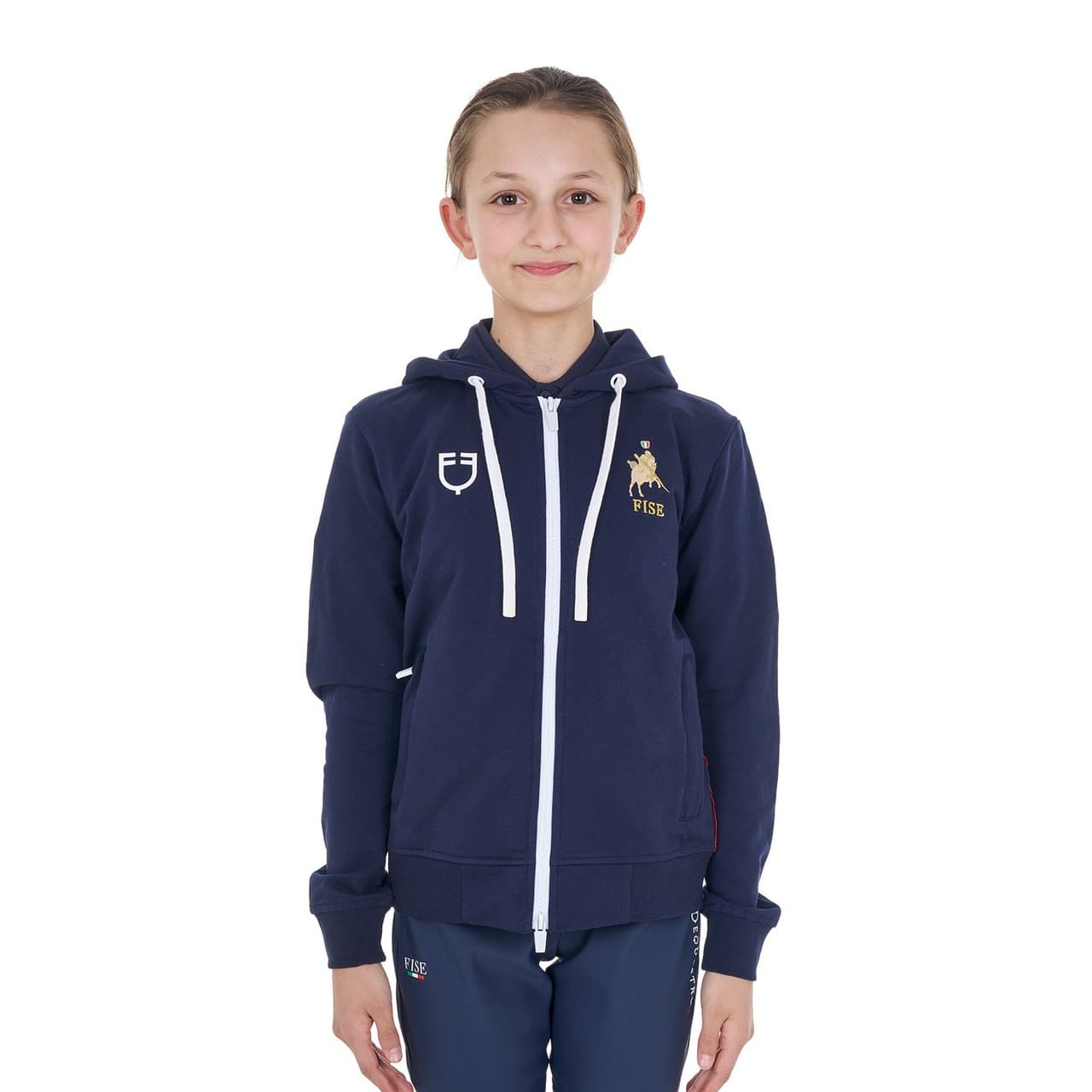 Felpa unisex bambini con cappuccio Equestro X FISE, vista 1